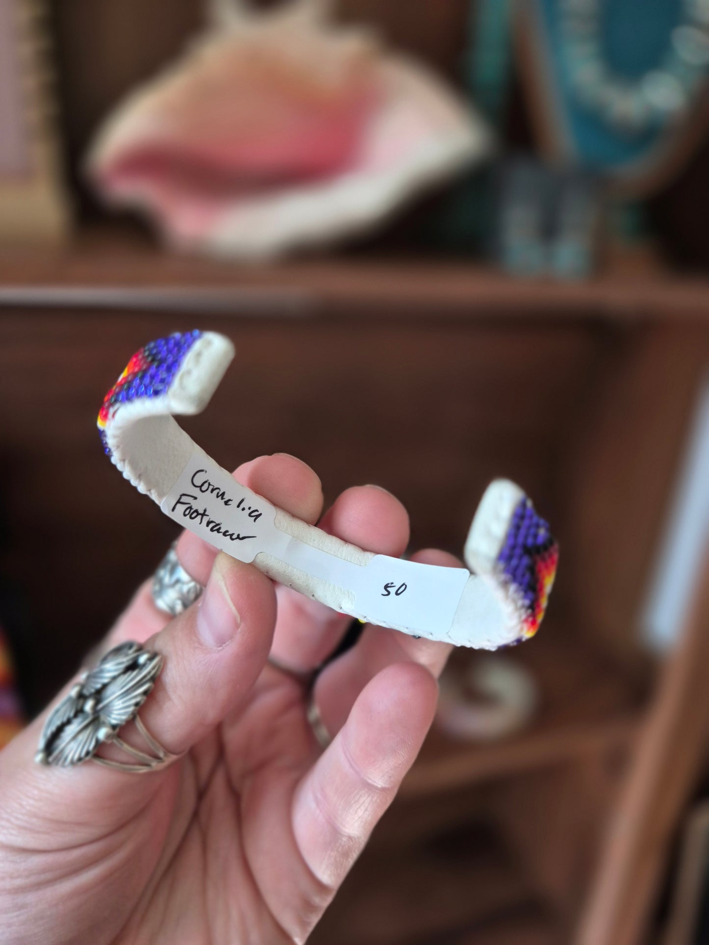 Beaded Leather Cuff