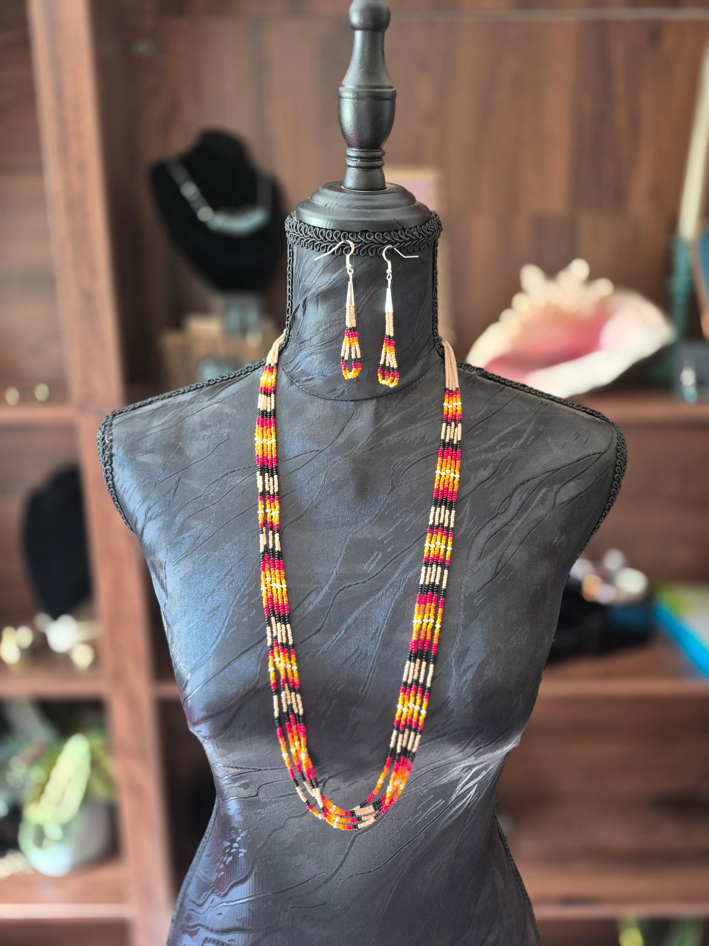 Tan Sunset Beaded Set