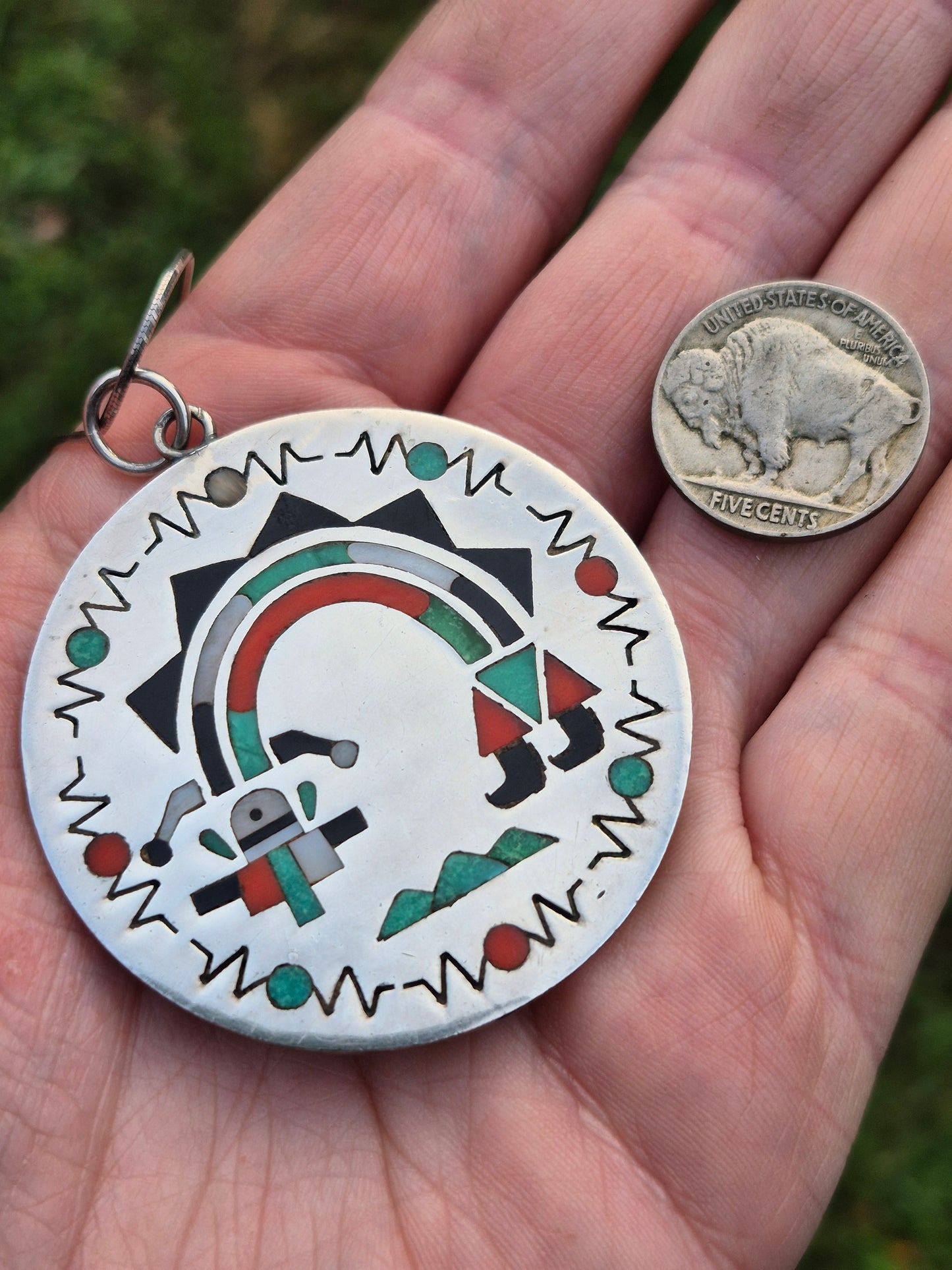 Double sided Zuni pendant
