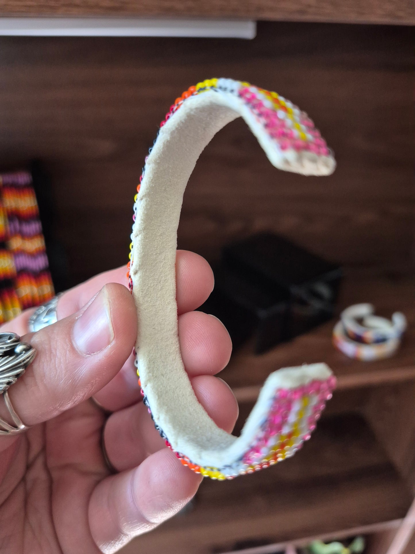Beaded Leather Cuff