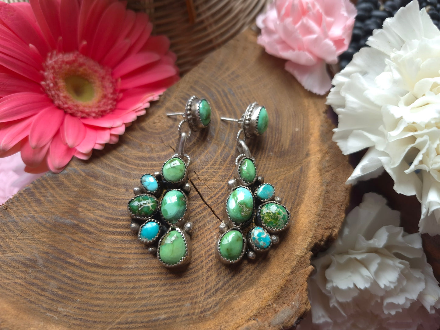 Verde Valley & Fox Turquoise half cluster dangles
