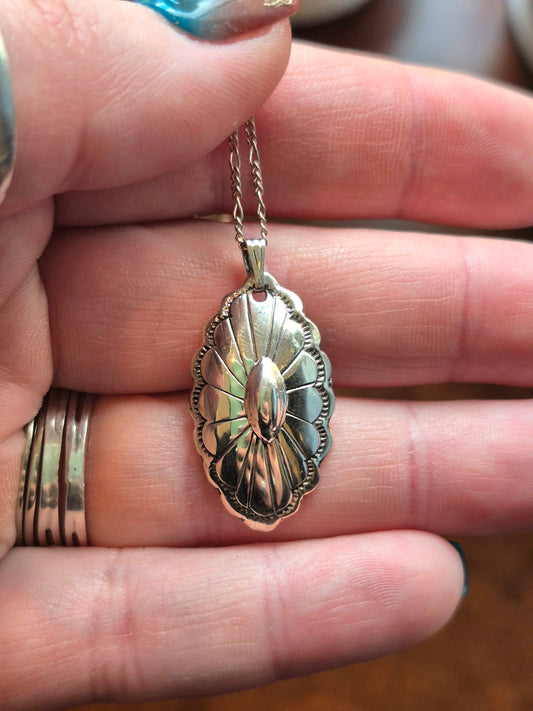 Small 1" Concho pendant with 18" chain