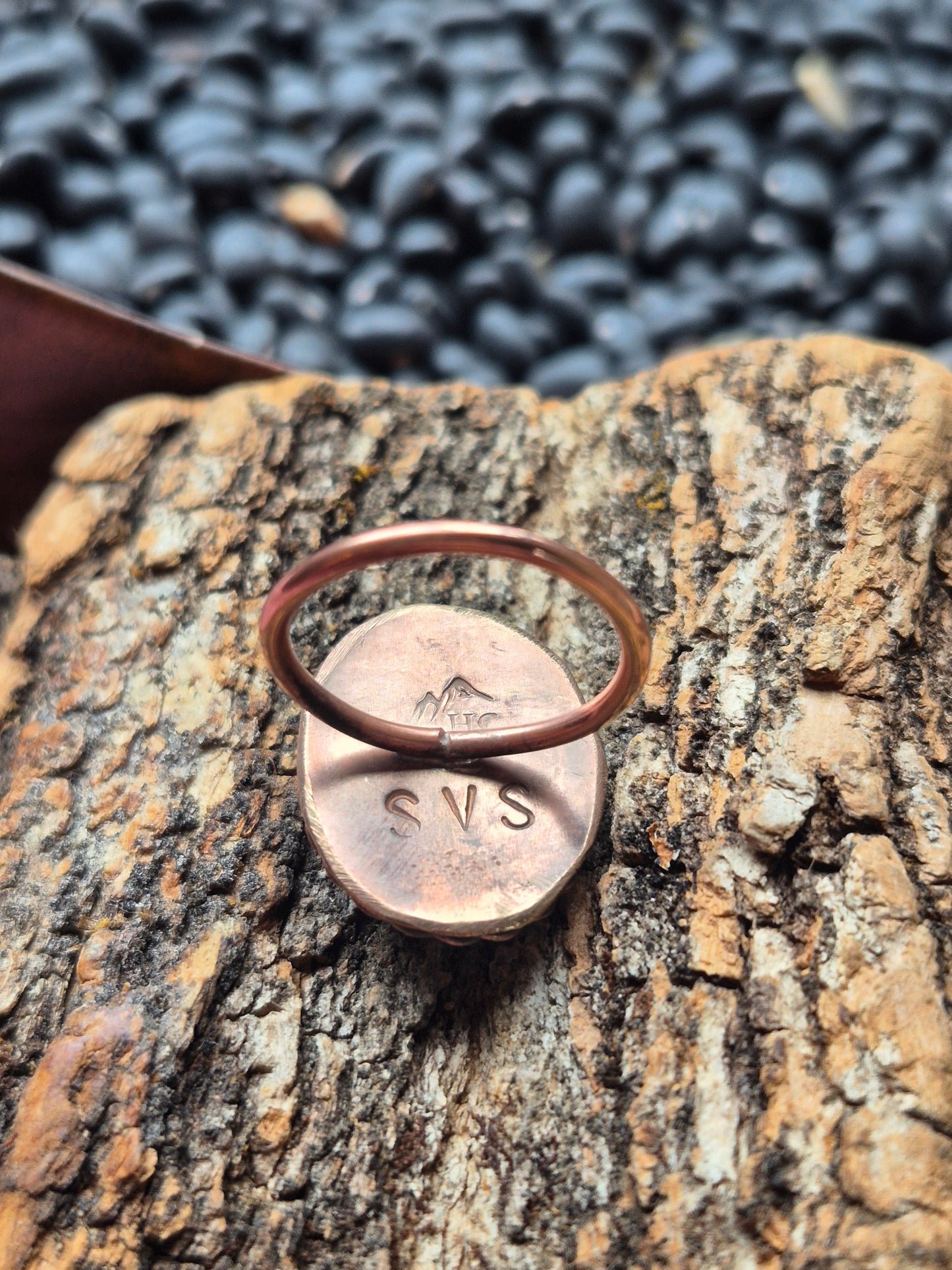 Pilot mountain turquoise & copper ring size 7