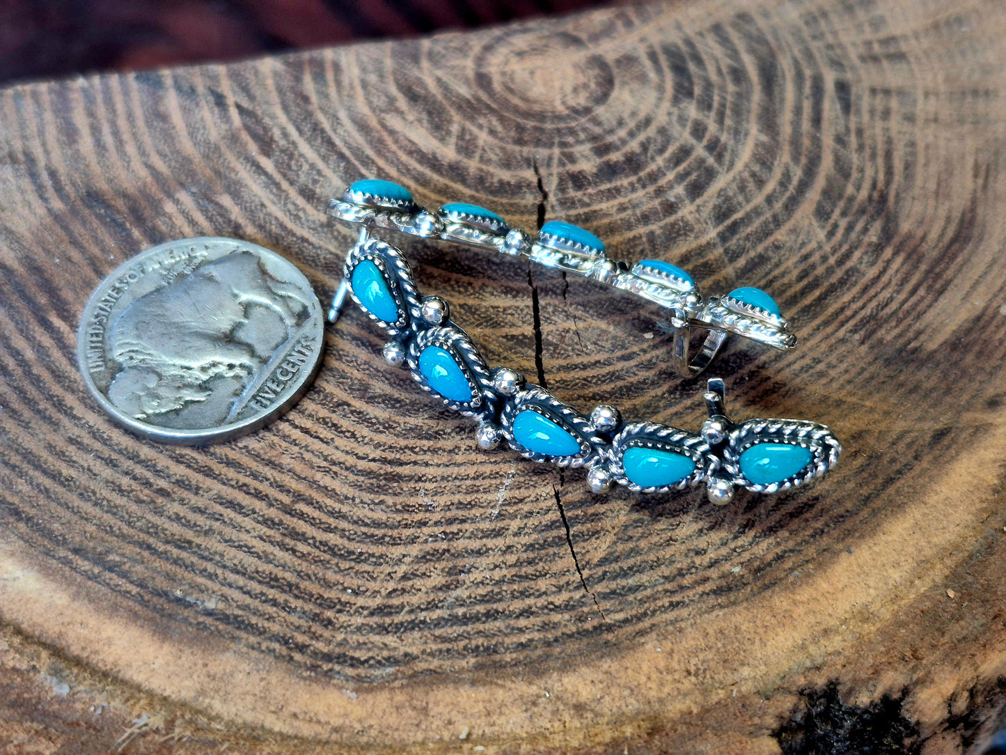 Turquoise Ear Climbers