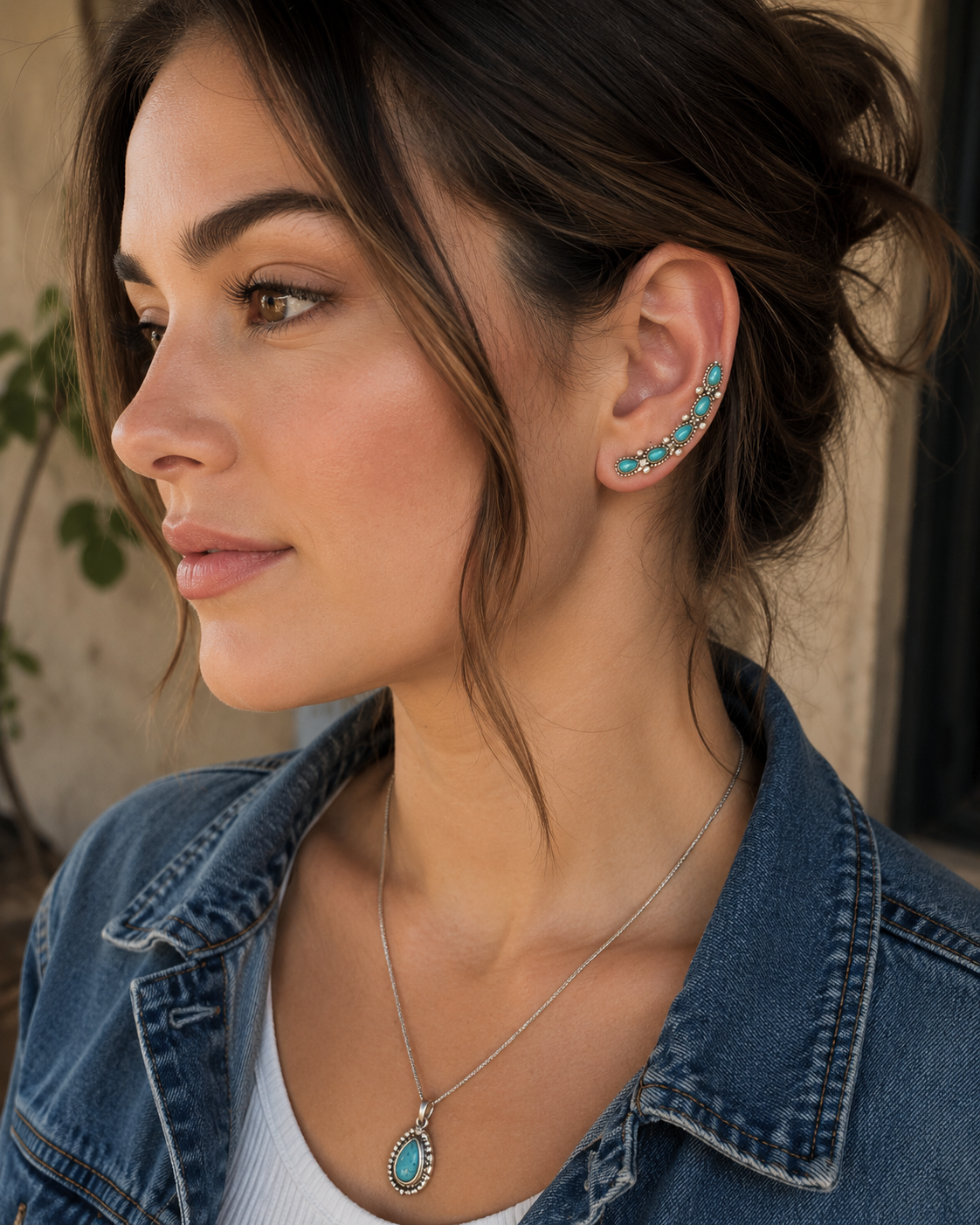 Turquoise Ear Climbers