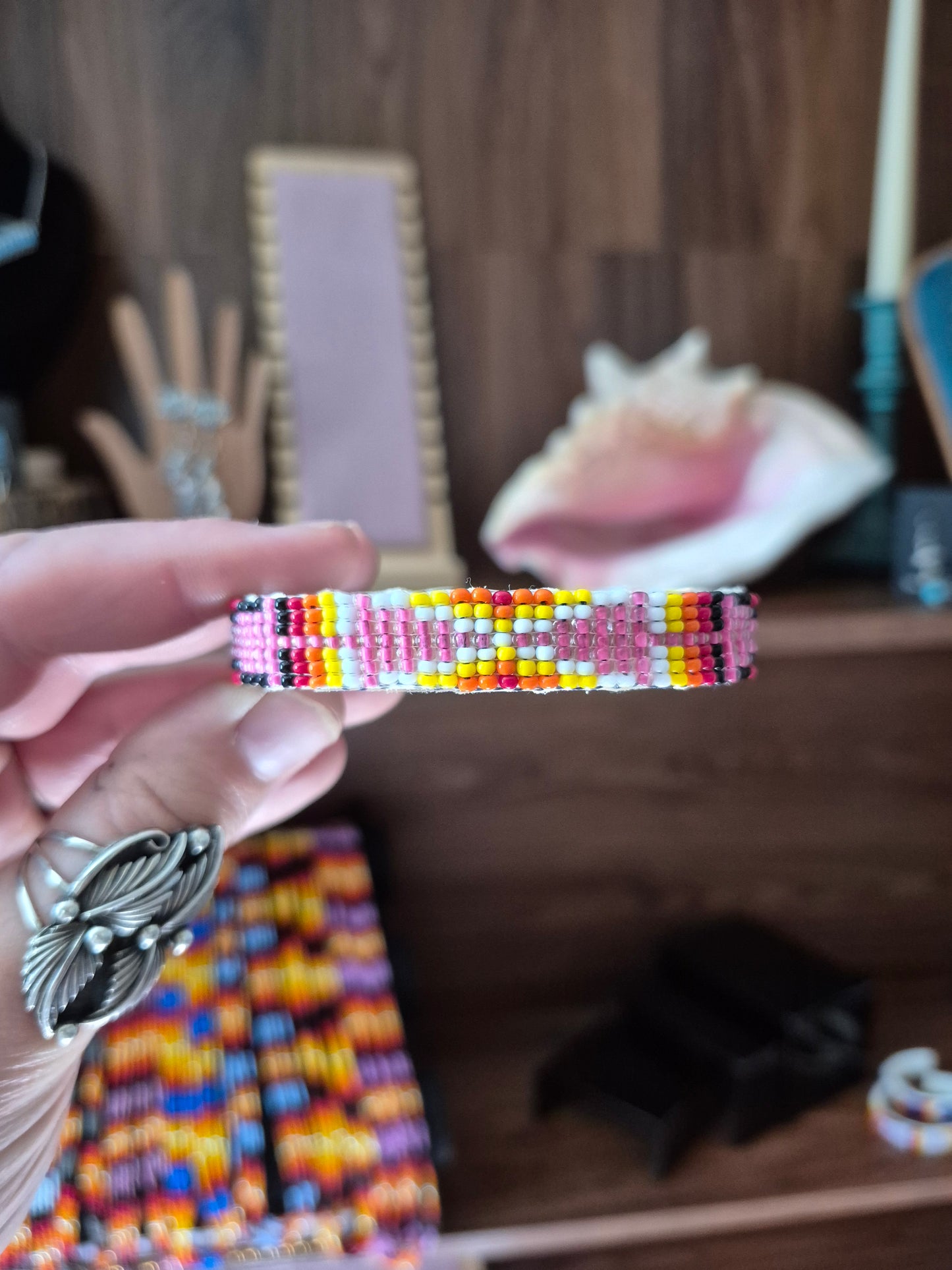 Beaded Leather Cuff