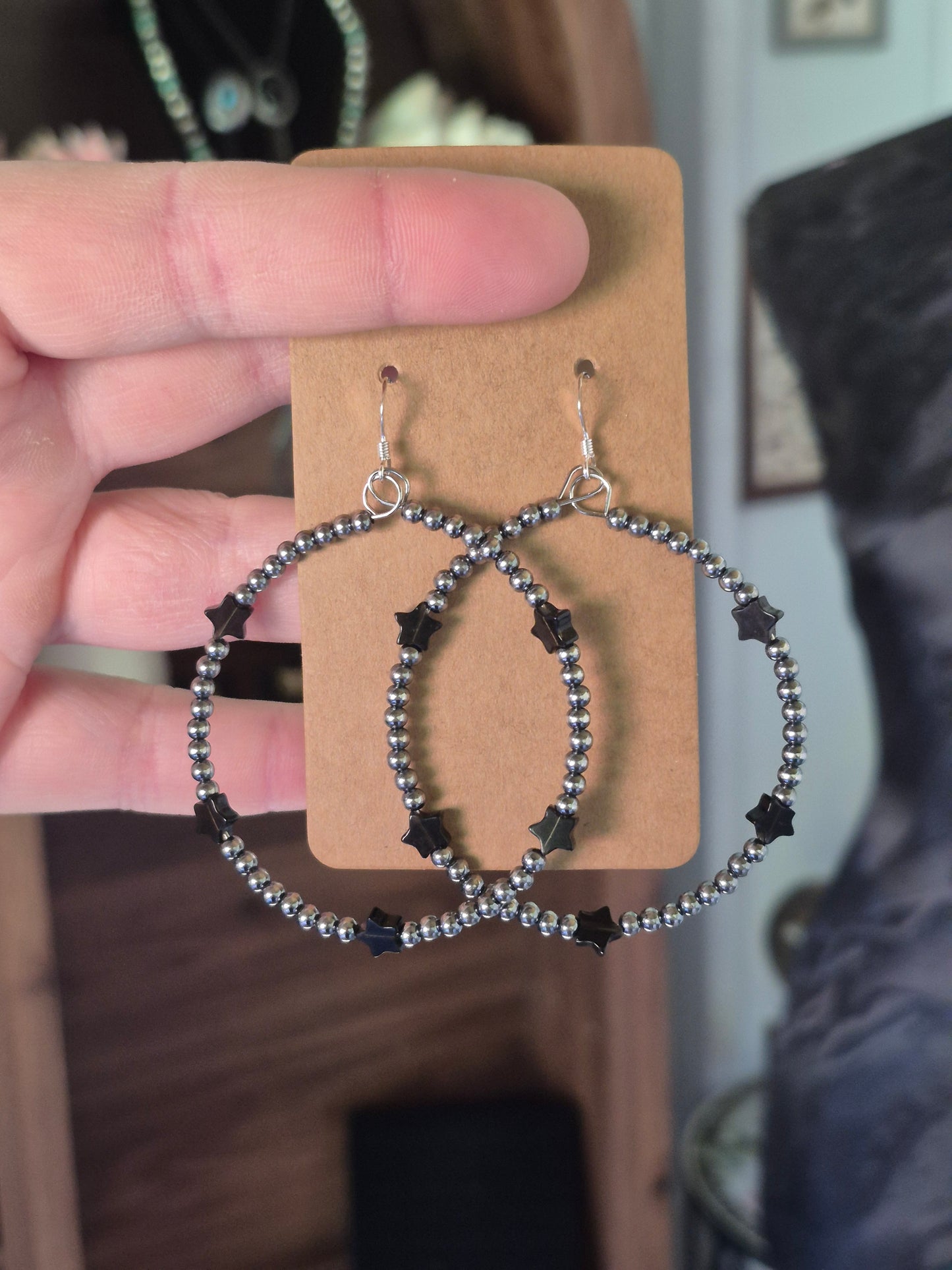 Obsidian & Pearls Hoops