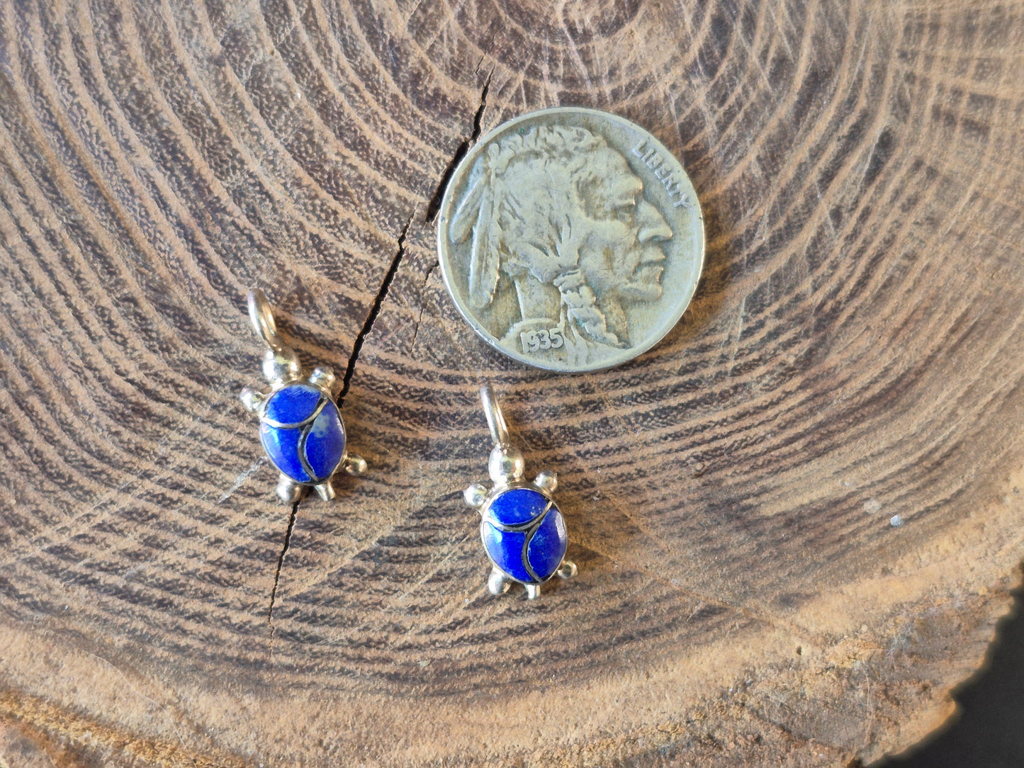 Tiny Lapis Turtle Pendants