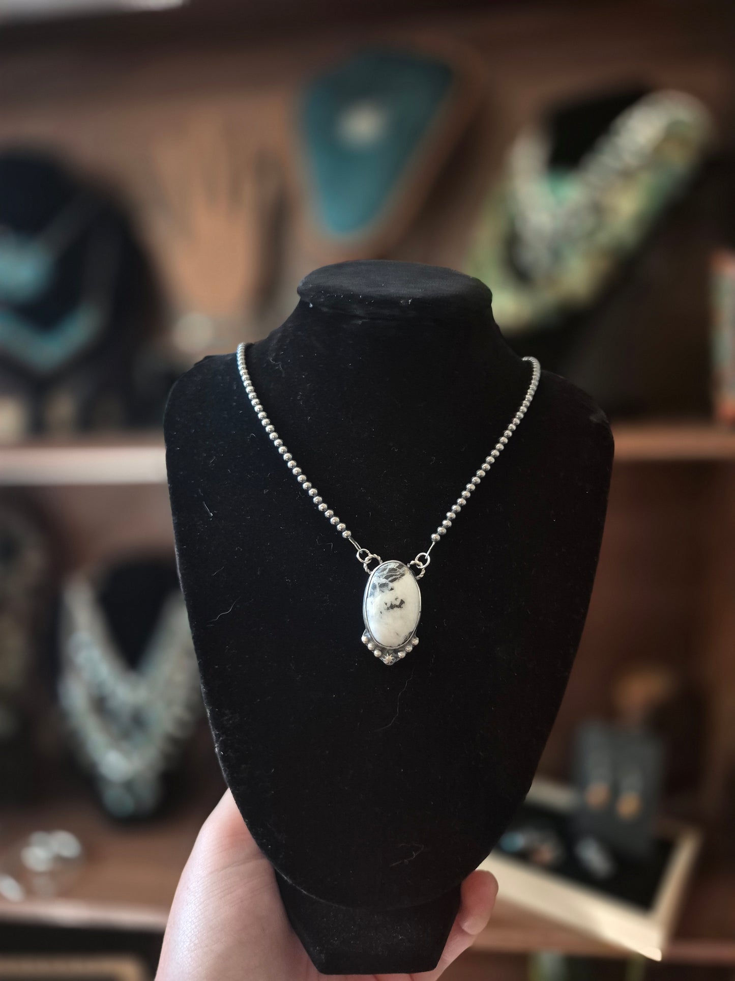 White Buffalo & Pearls Necklace