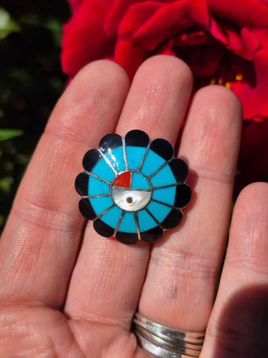 Large Zuni Sunface Ring sz 9