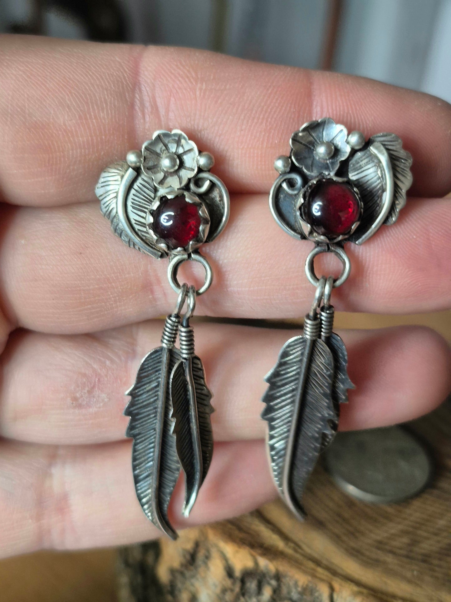 Amber Feather Dangles