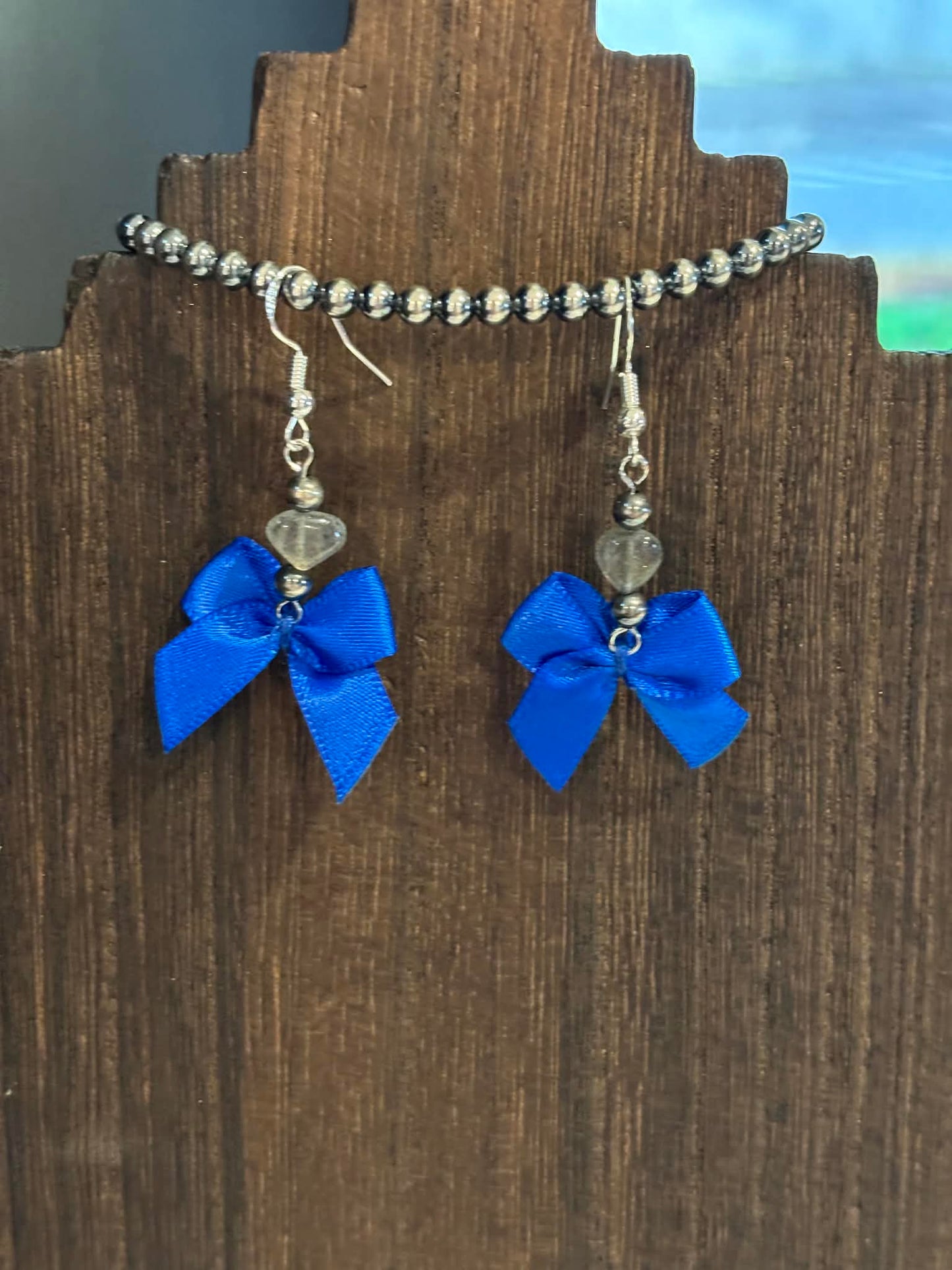 Bows with sterling silver pearls - earrings