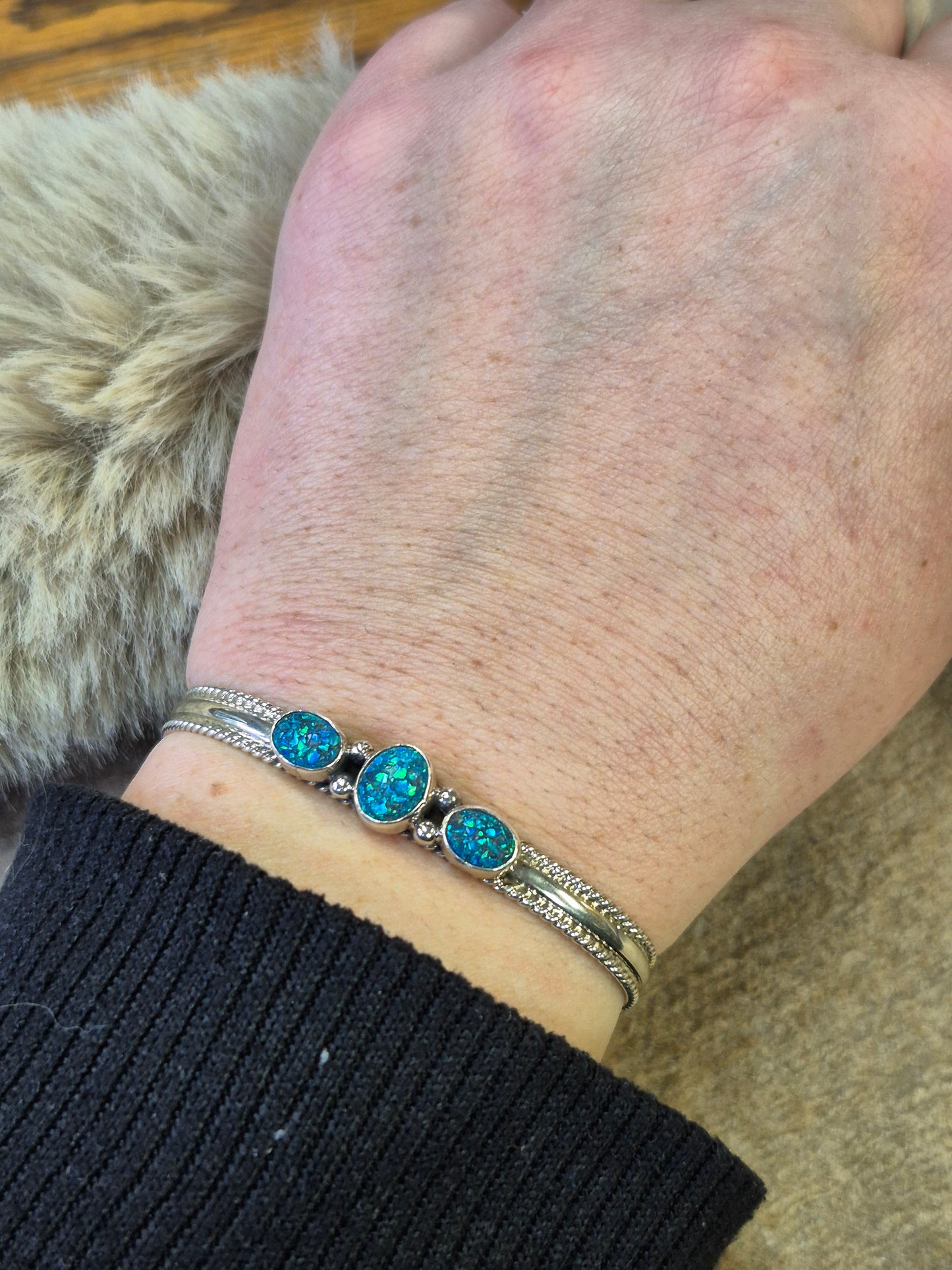 Dark Blue Opal Cuff 6.5"