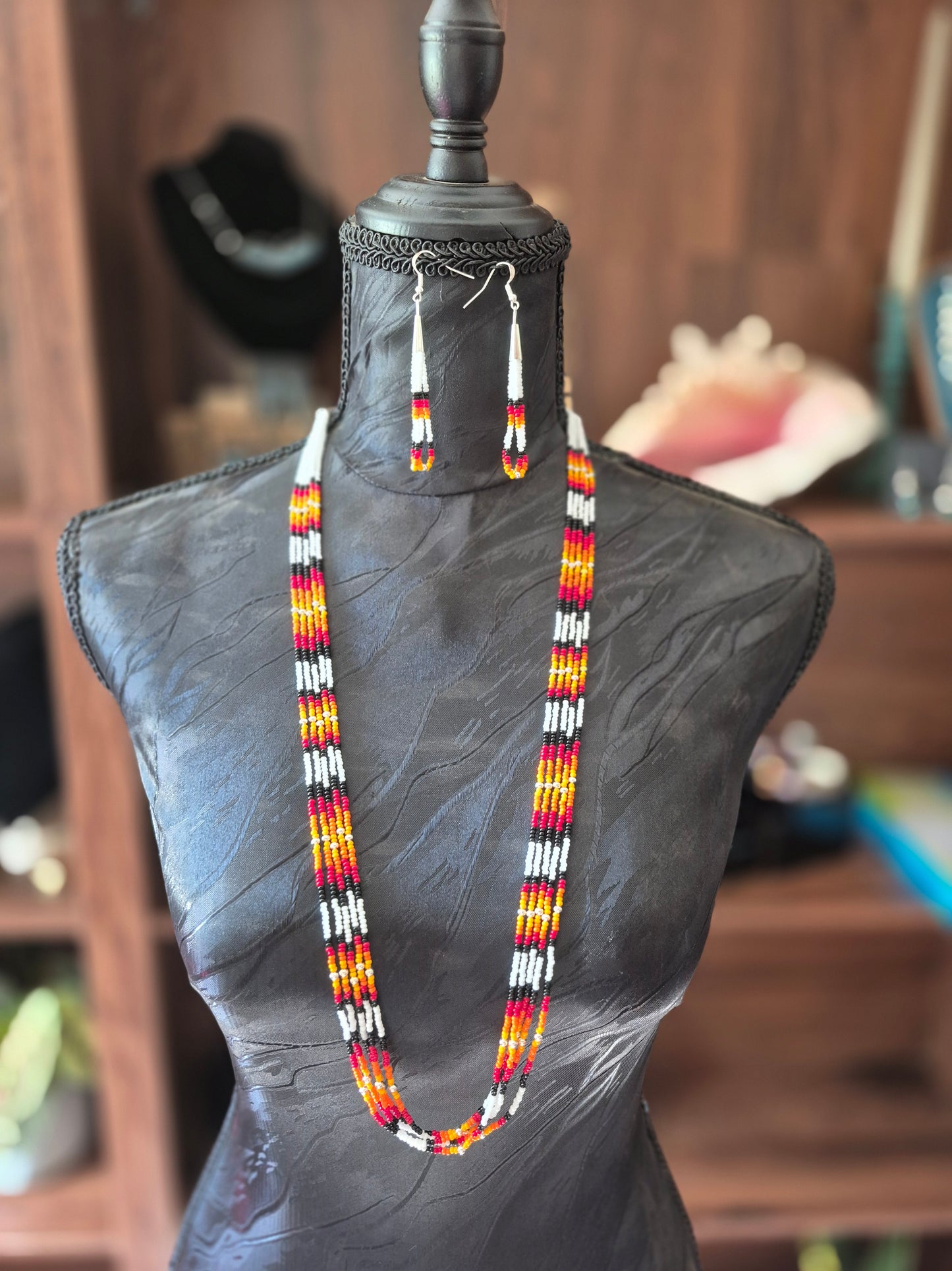 White Sunset Beaded Set