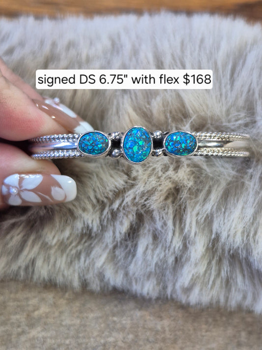 Dark Blue Opal Cuff 6.5"