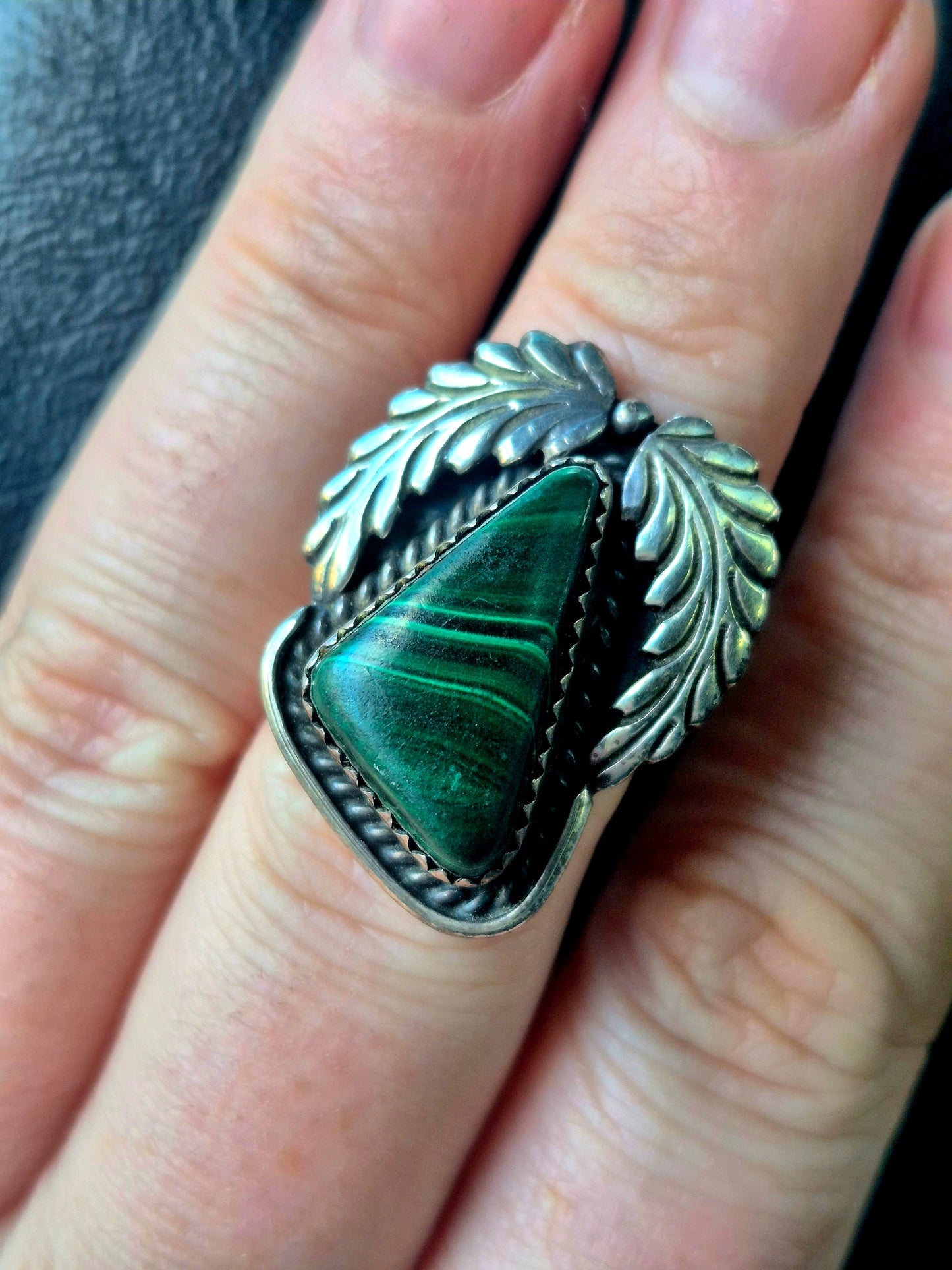 Vintage Malachite ring sz 7