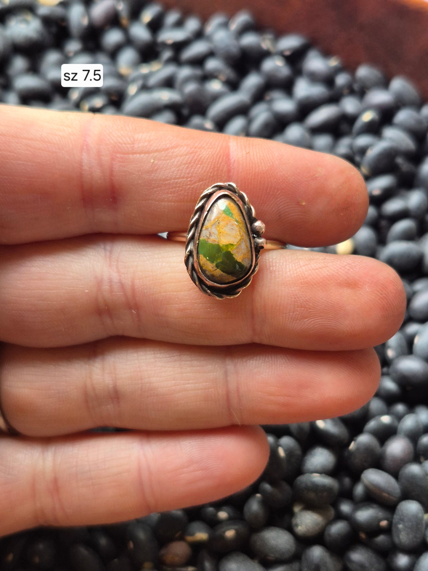 Boulder turquoise & copper ring sz 7.5