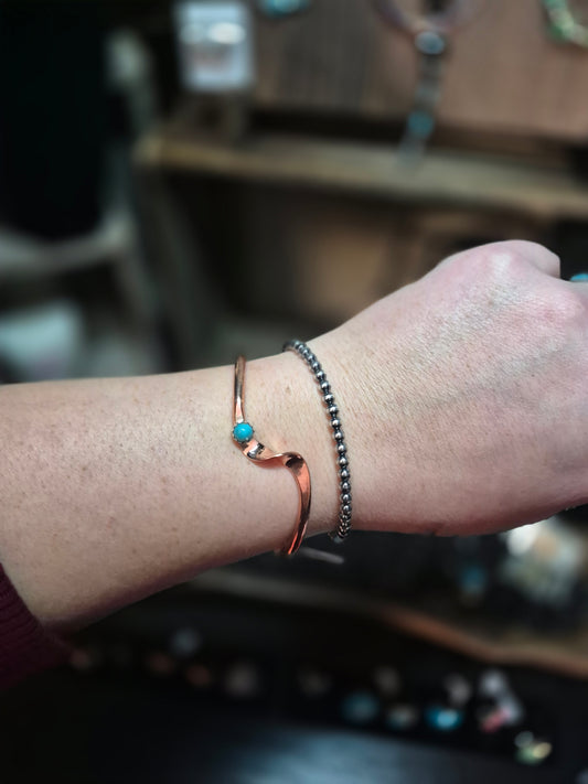 Copper & kingman cuff 7" adjustable