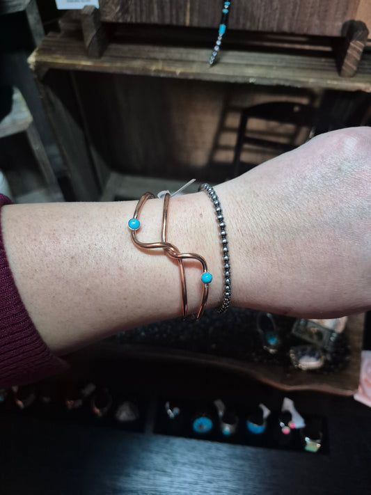 Copper & kingman cuff 7" adjustable