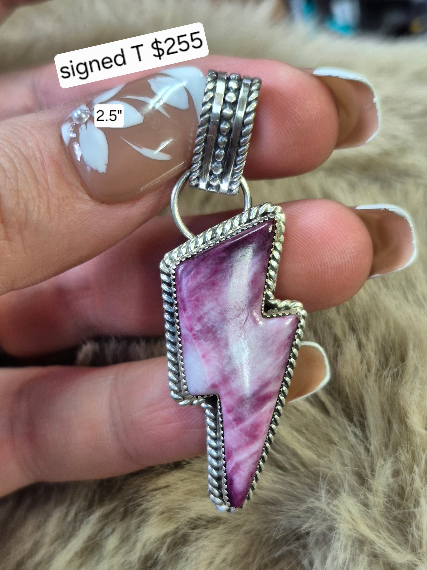 Purple Spiny Lightening Bolt Pendant