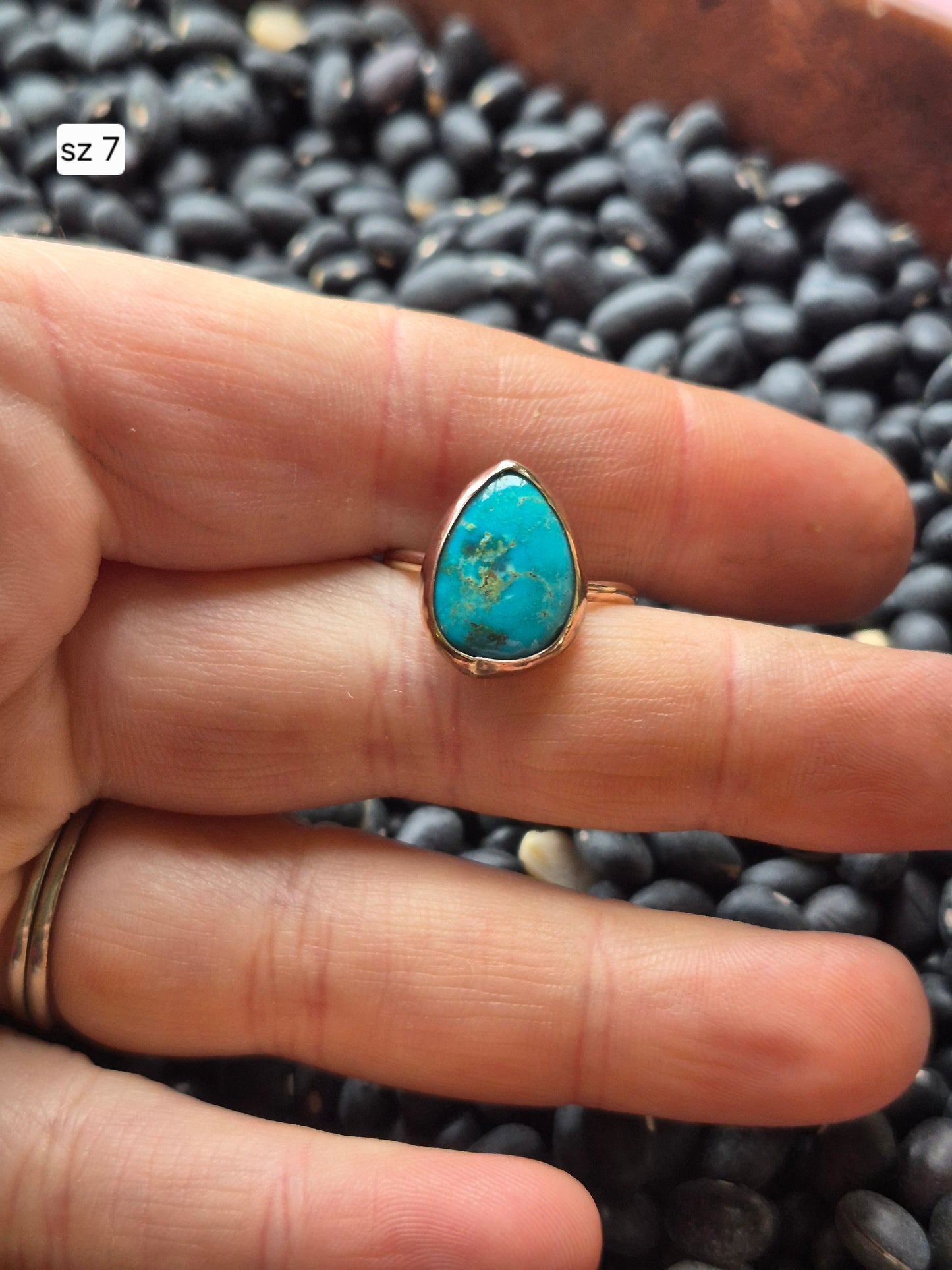 Sonoran Gold Turquoise & copper ring sz 7