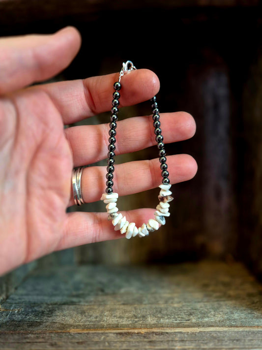 White buffalo & hematite bracelet
