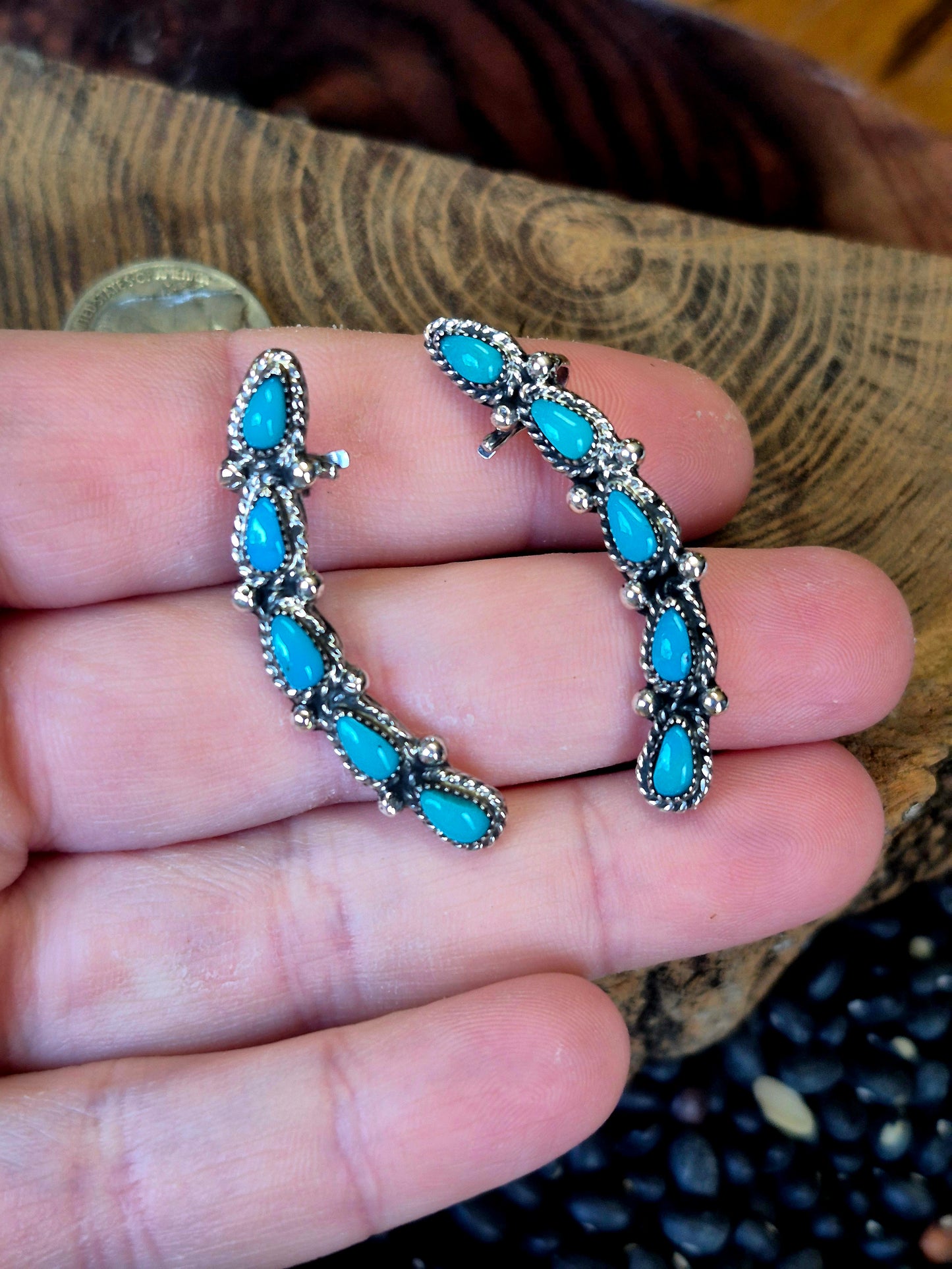 Turquoise Ear Climbers
