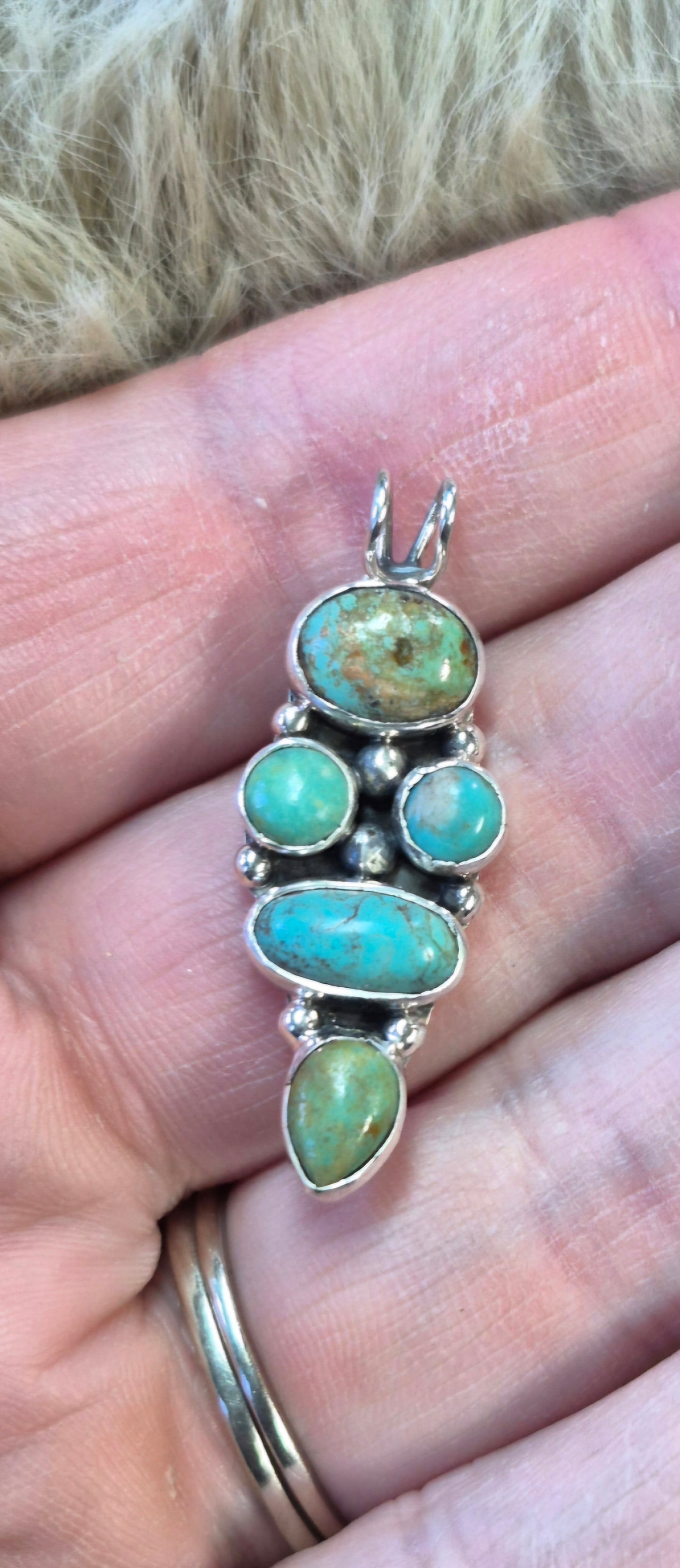 Turquoise long cluster pendants