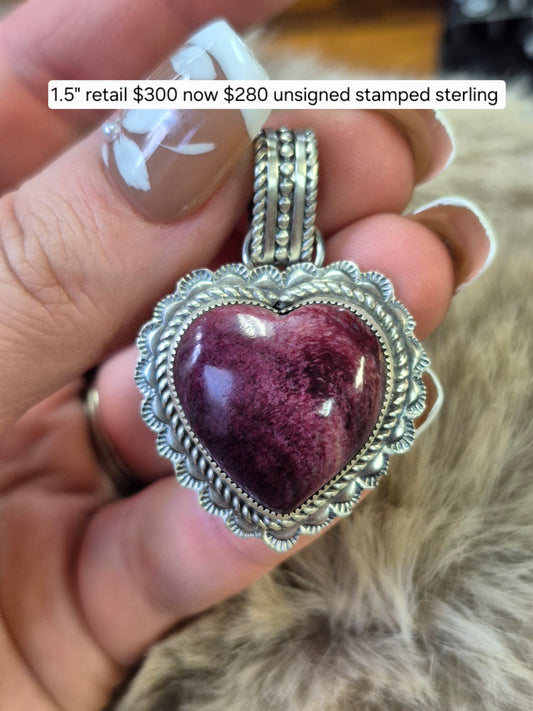 Purple spiny heart pendant