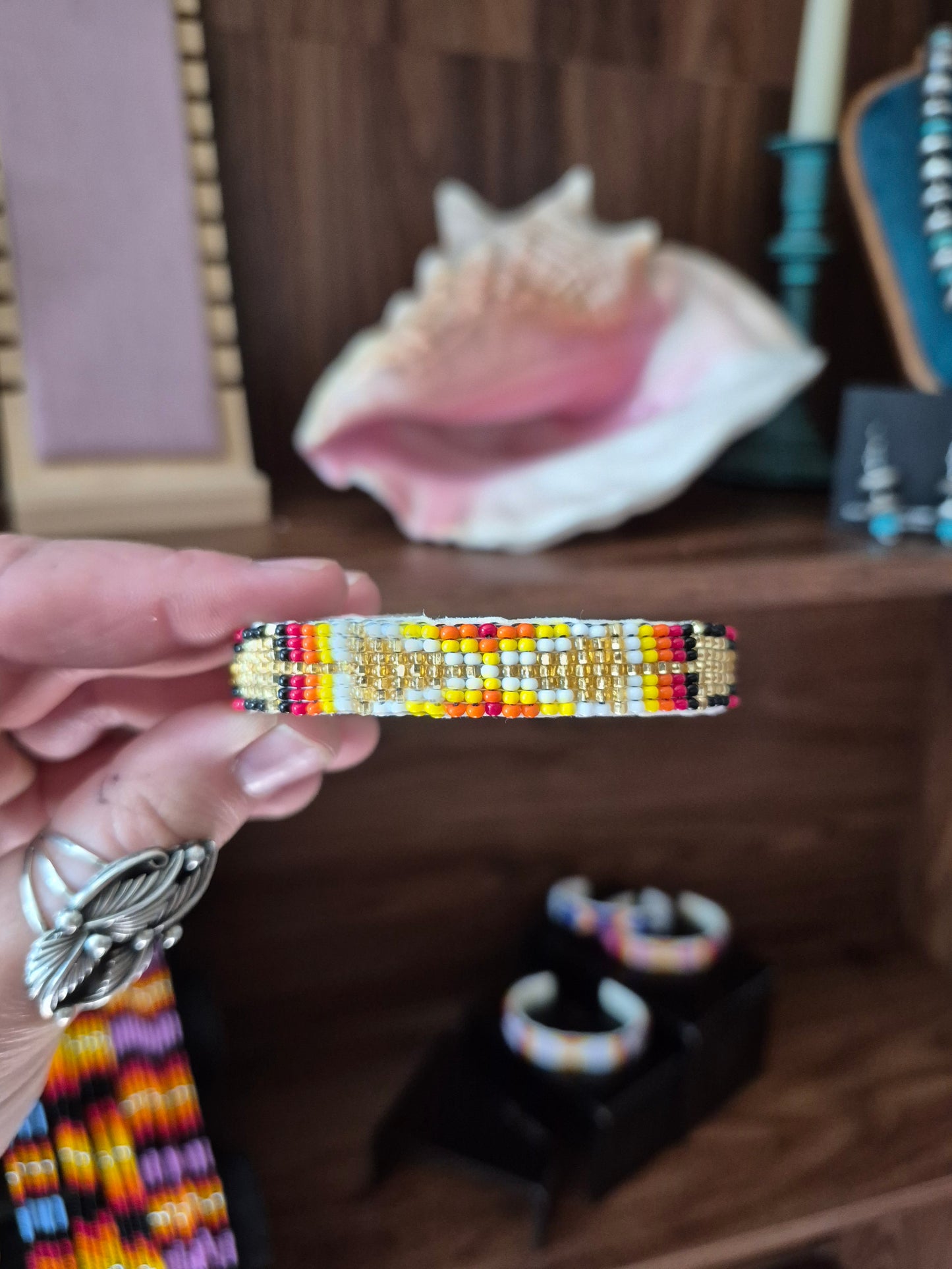 Beaded Leather Cuff