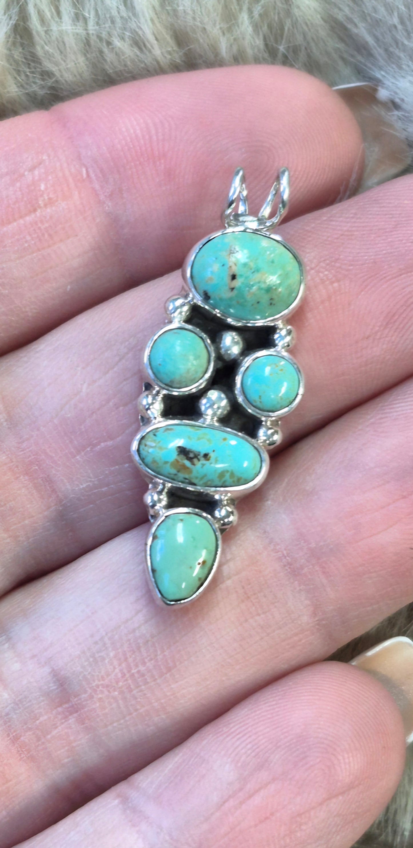 Turquoise long cluster pendants