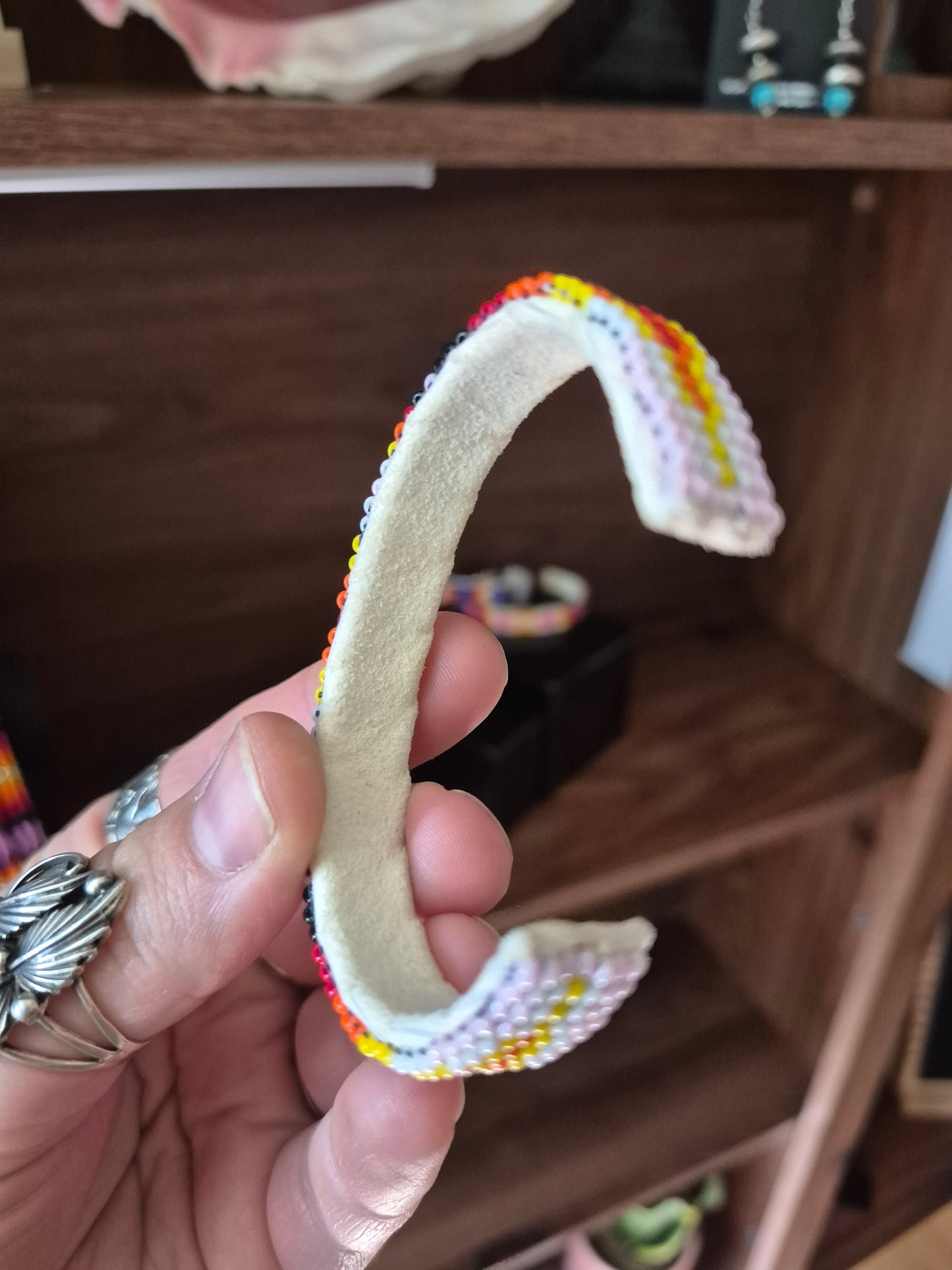 Beaded Leather Cuff
