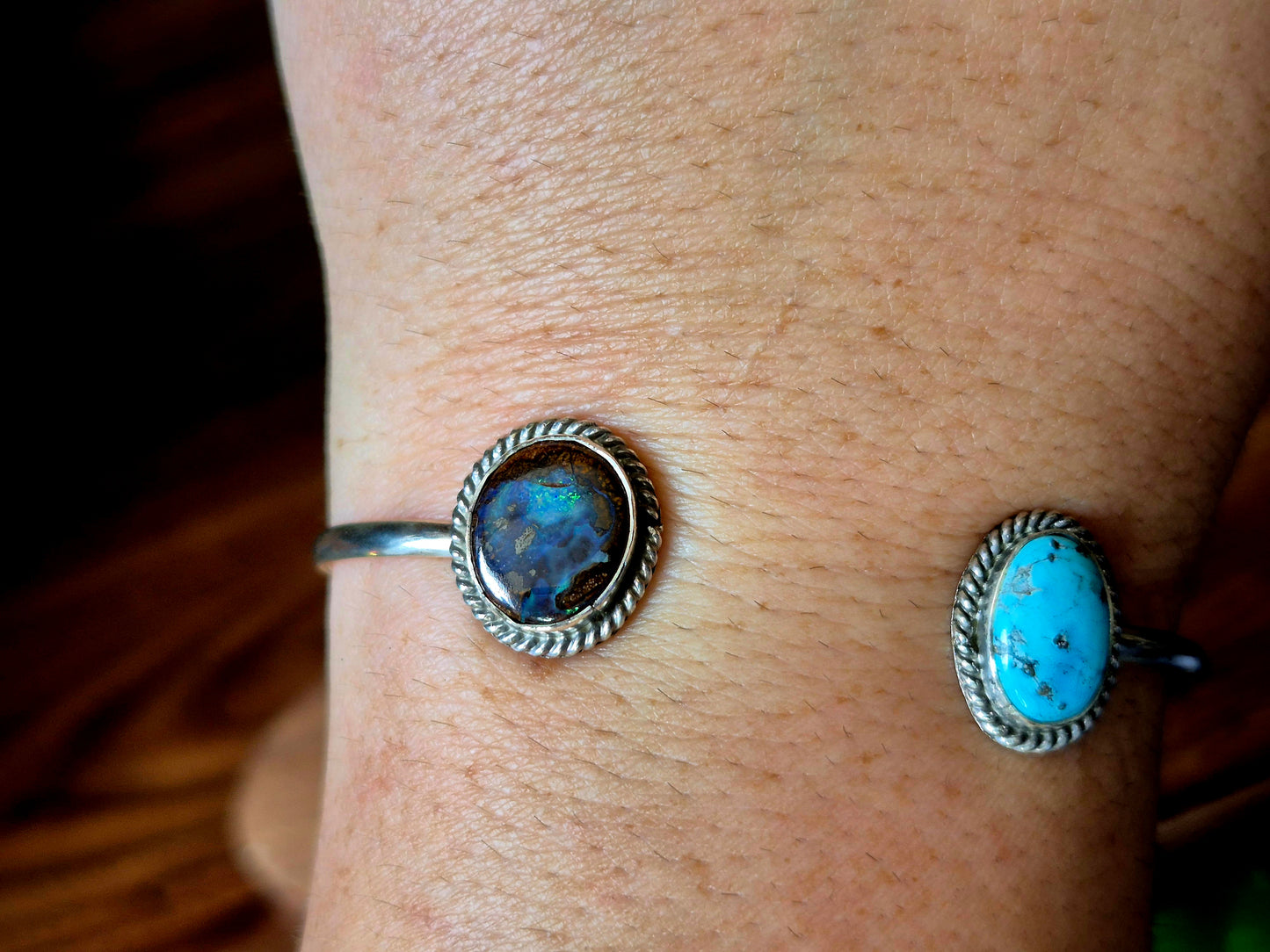Blue Bird & Opal Bypass Cuff