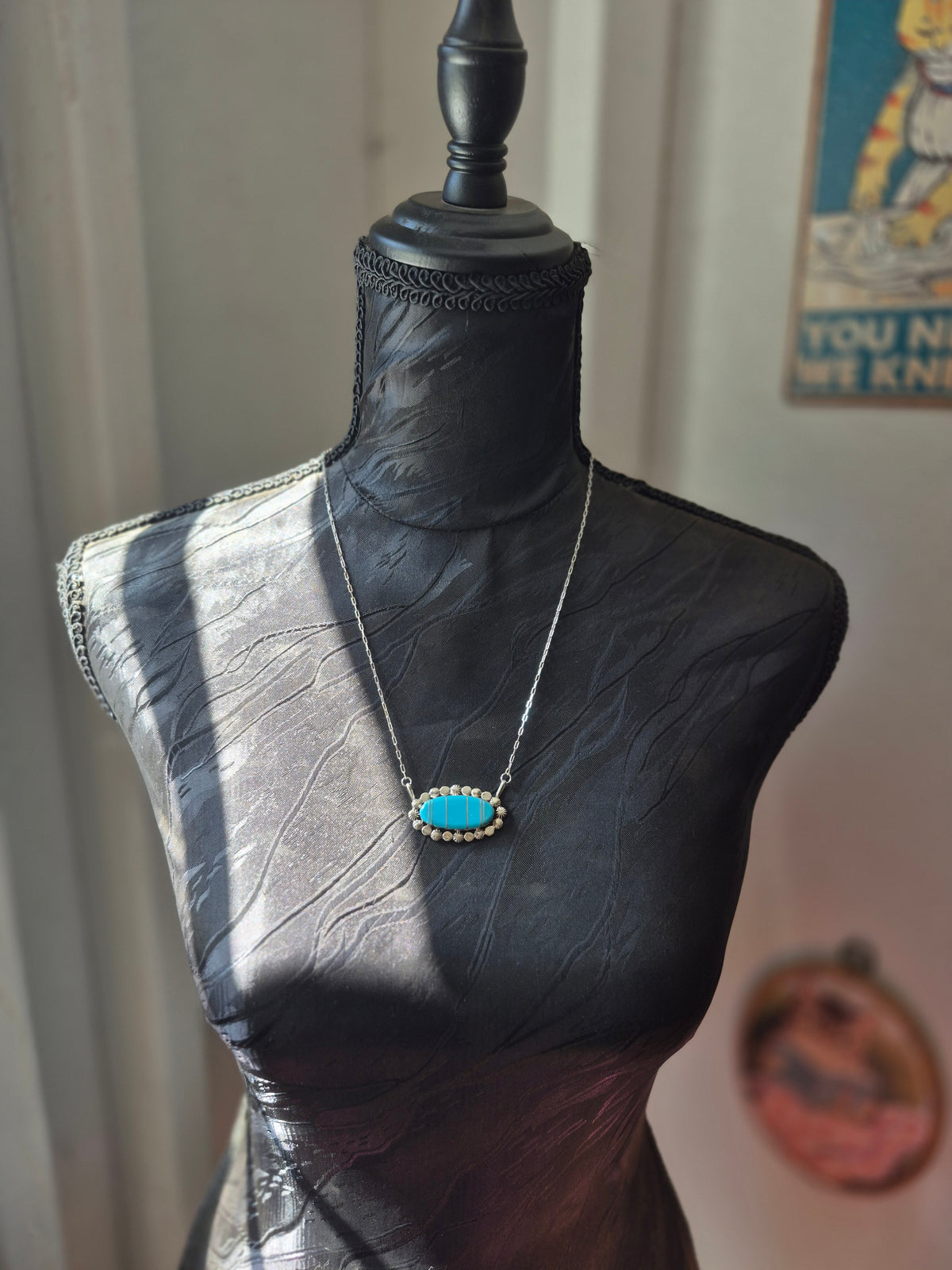 Inlay Turquoise Bar Necklace