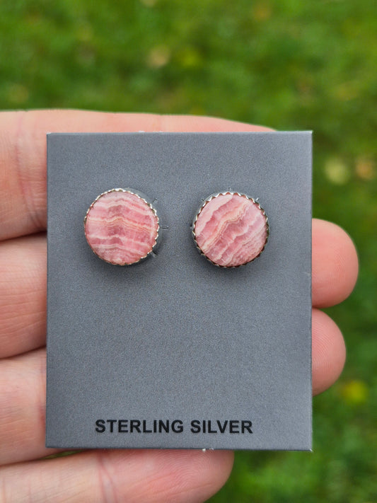 Rhodochrosite Studs
