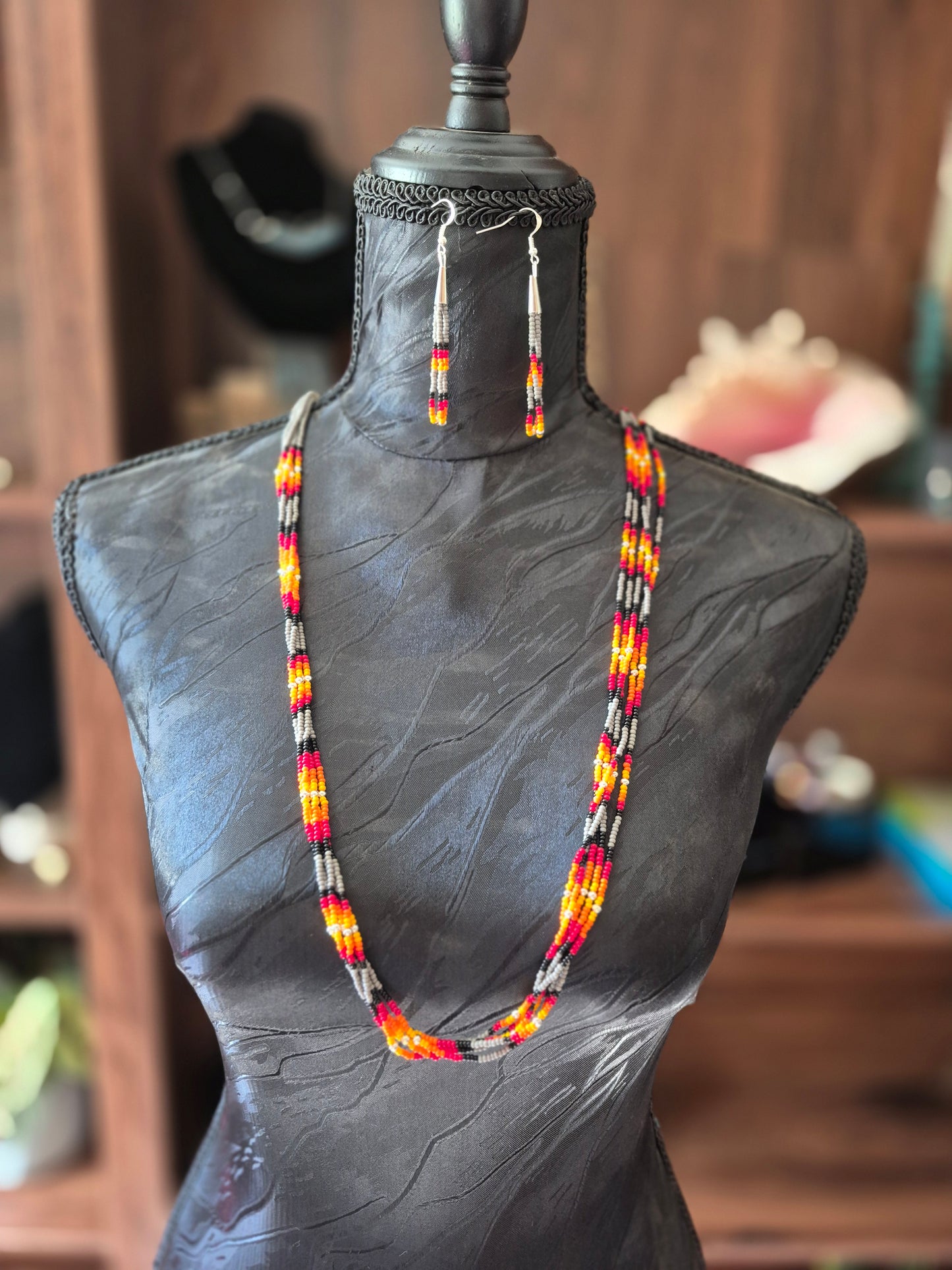 Gray Sunset Beaded Set