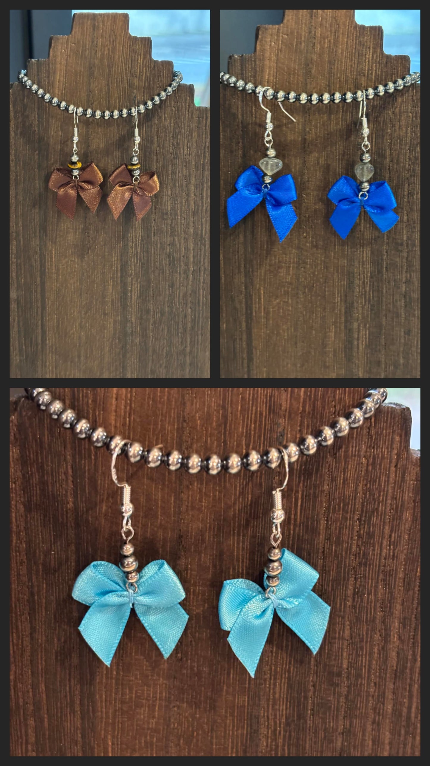 Bows with sterling silver pearls - earrings