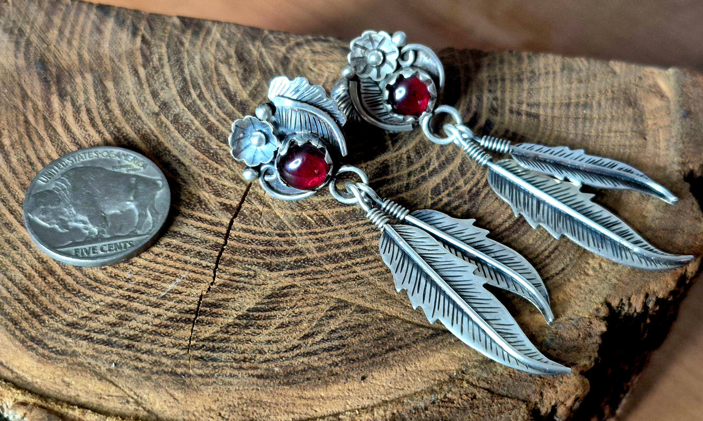 Amber Feather Dangles