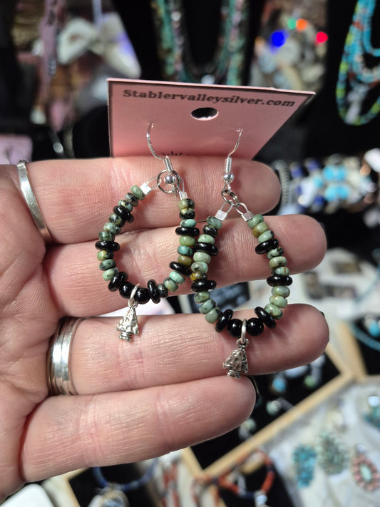 Kambaba Jasper & onyx dangles