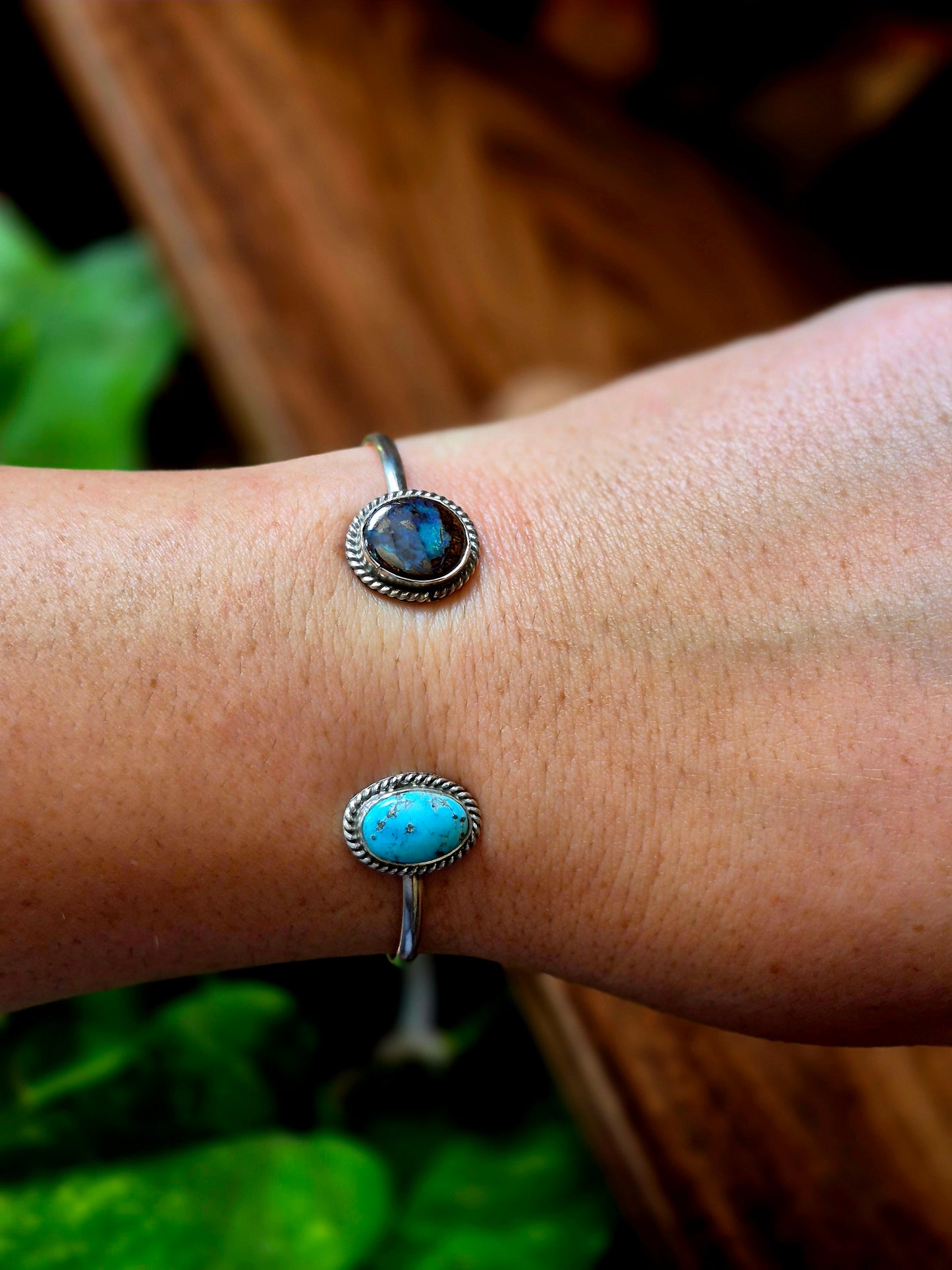 Blue Bird & Opal Bypass Cuff