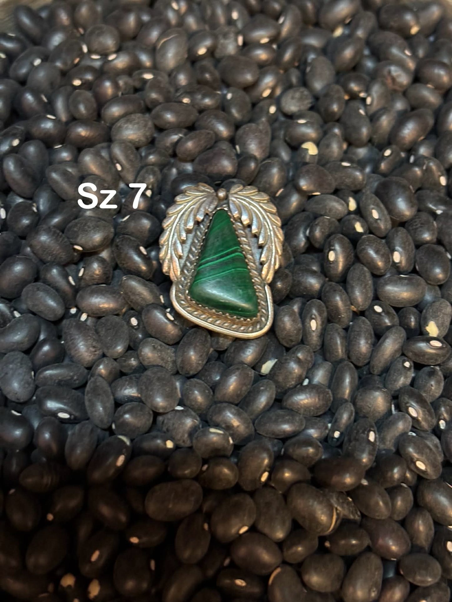 Vintage Malachite ring sz 7