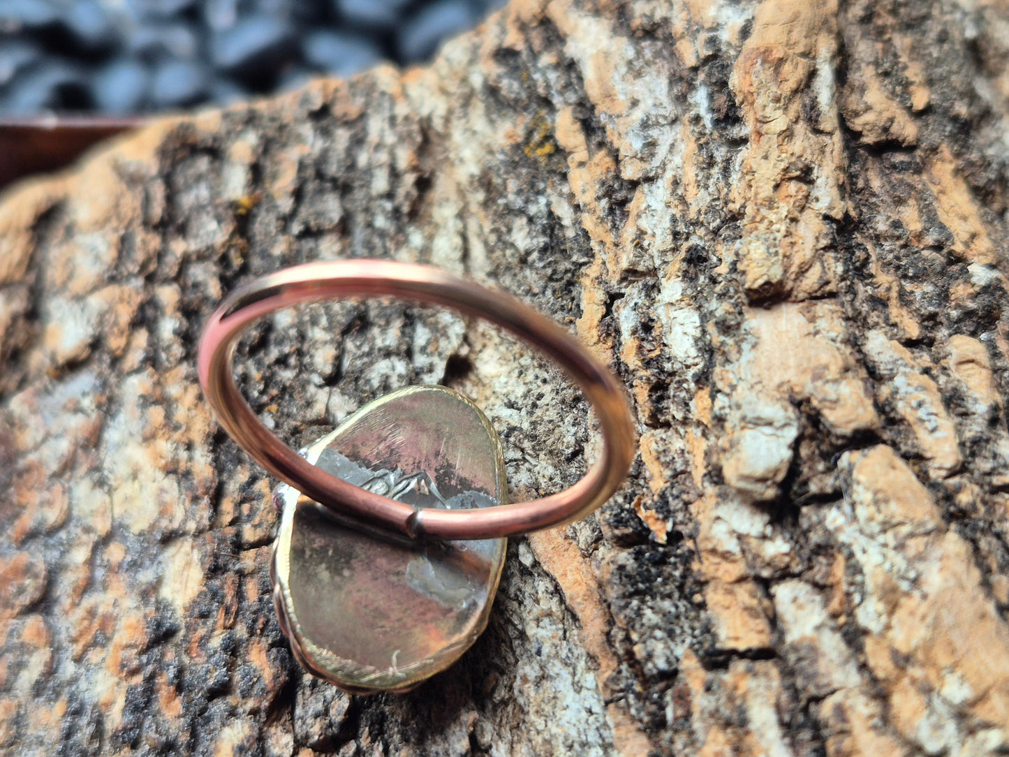 Boulder turquoise & copper ring sz 7.5