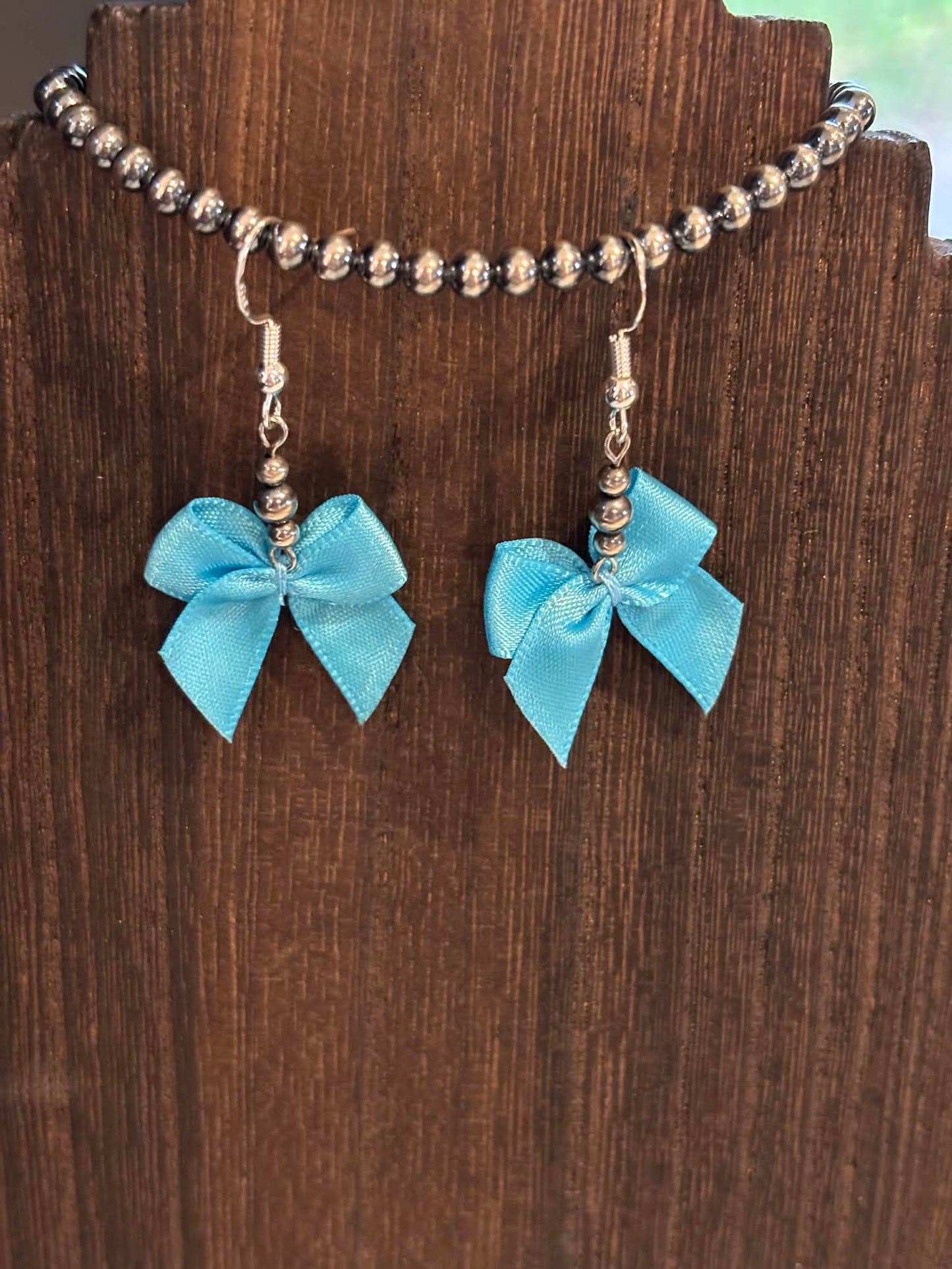 Bows with sterling silver pearls - earrings