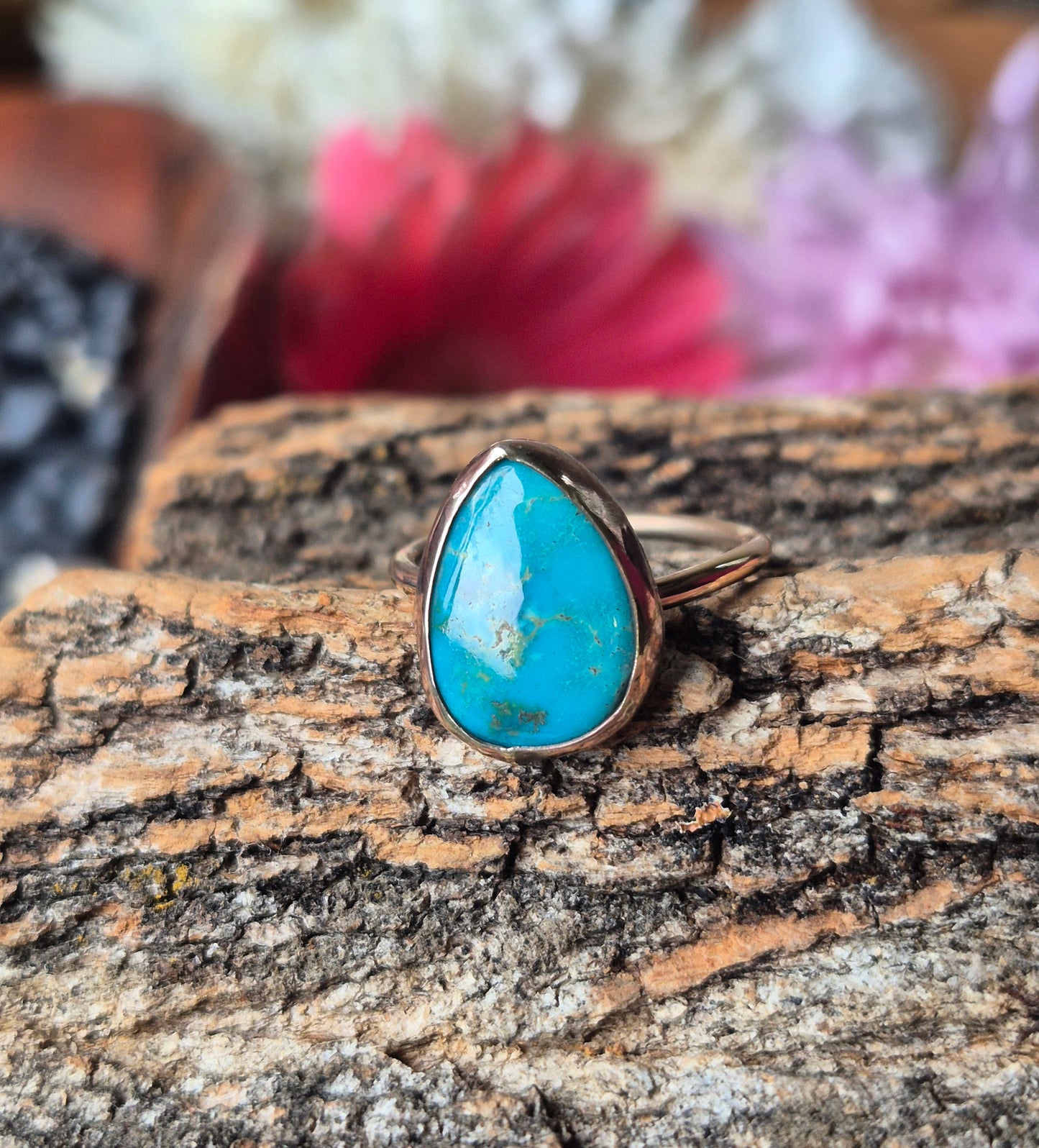 Sonoran Gold Turquoise & copper ring sz 7