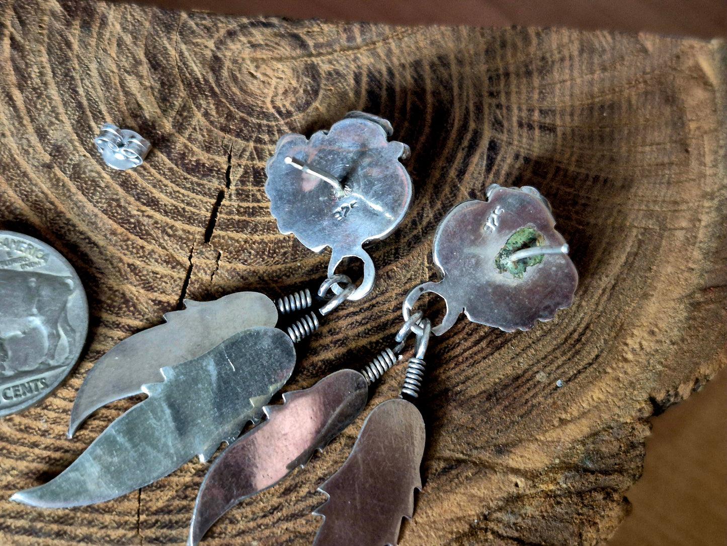 Amber Feather Dangles