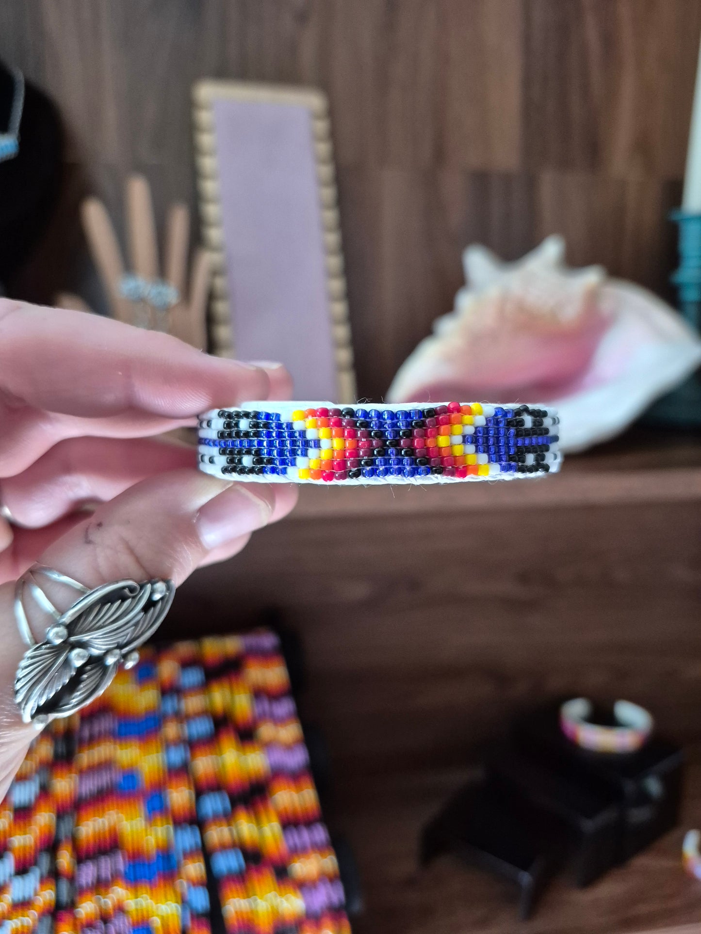 Beaded Leather Cuff
