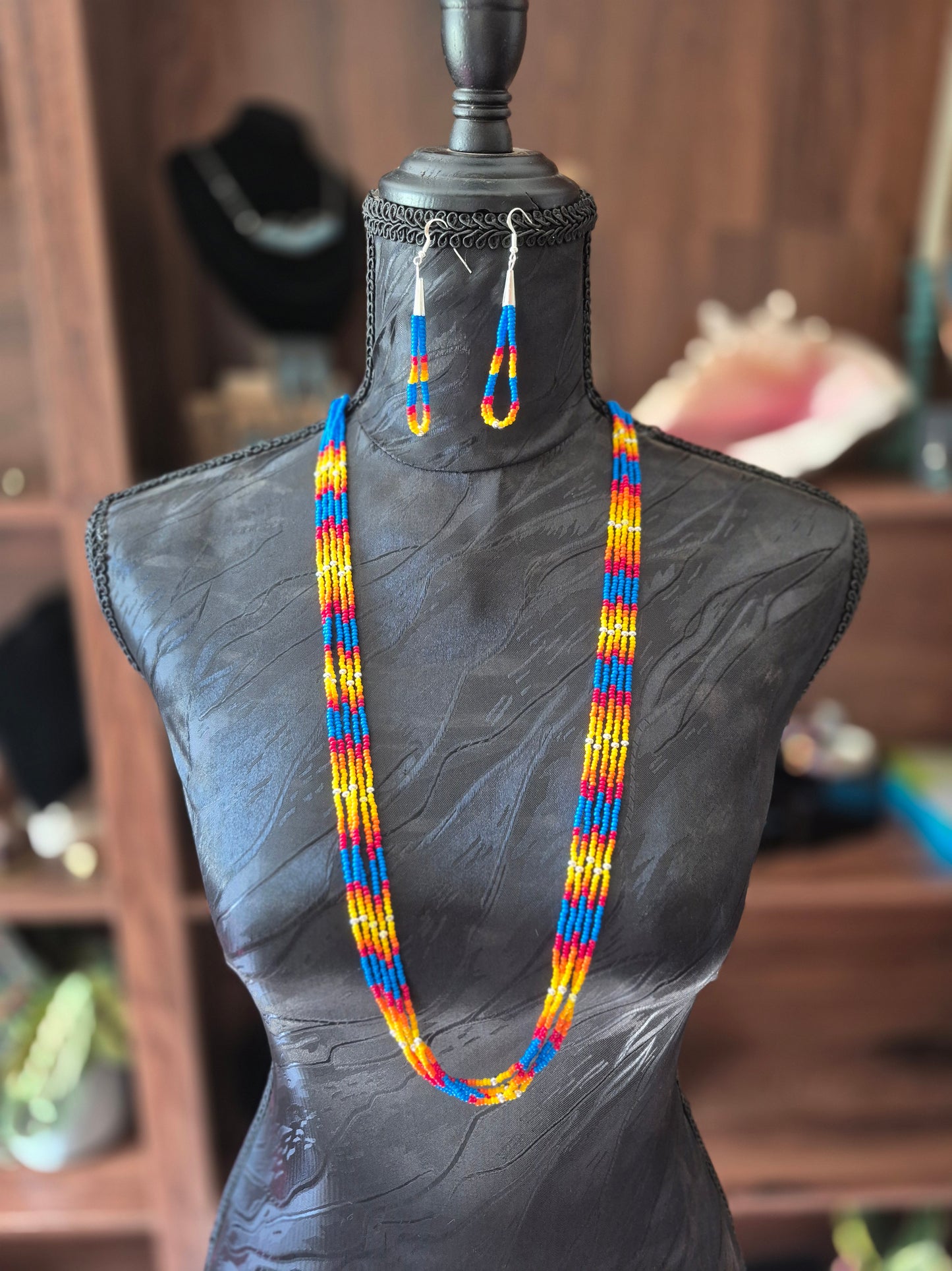 Bright Blue Sunset Beaded Set