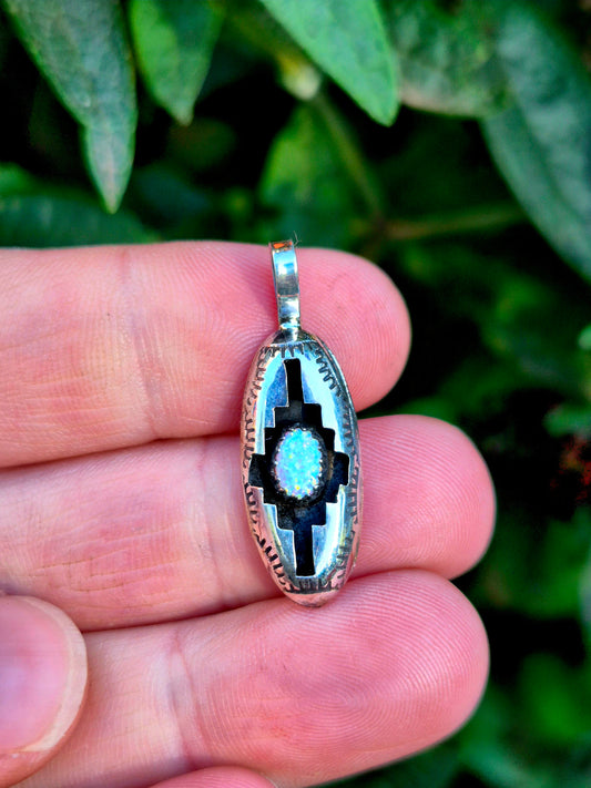 Dainty Opal Shadow Box Pendant