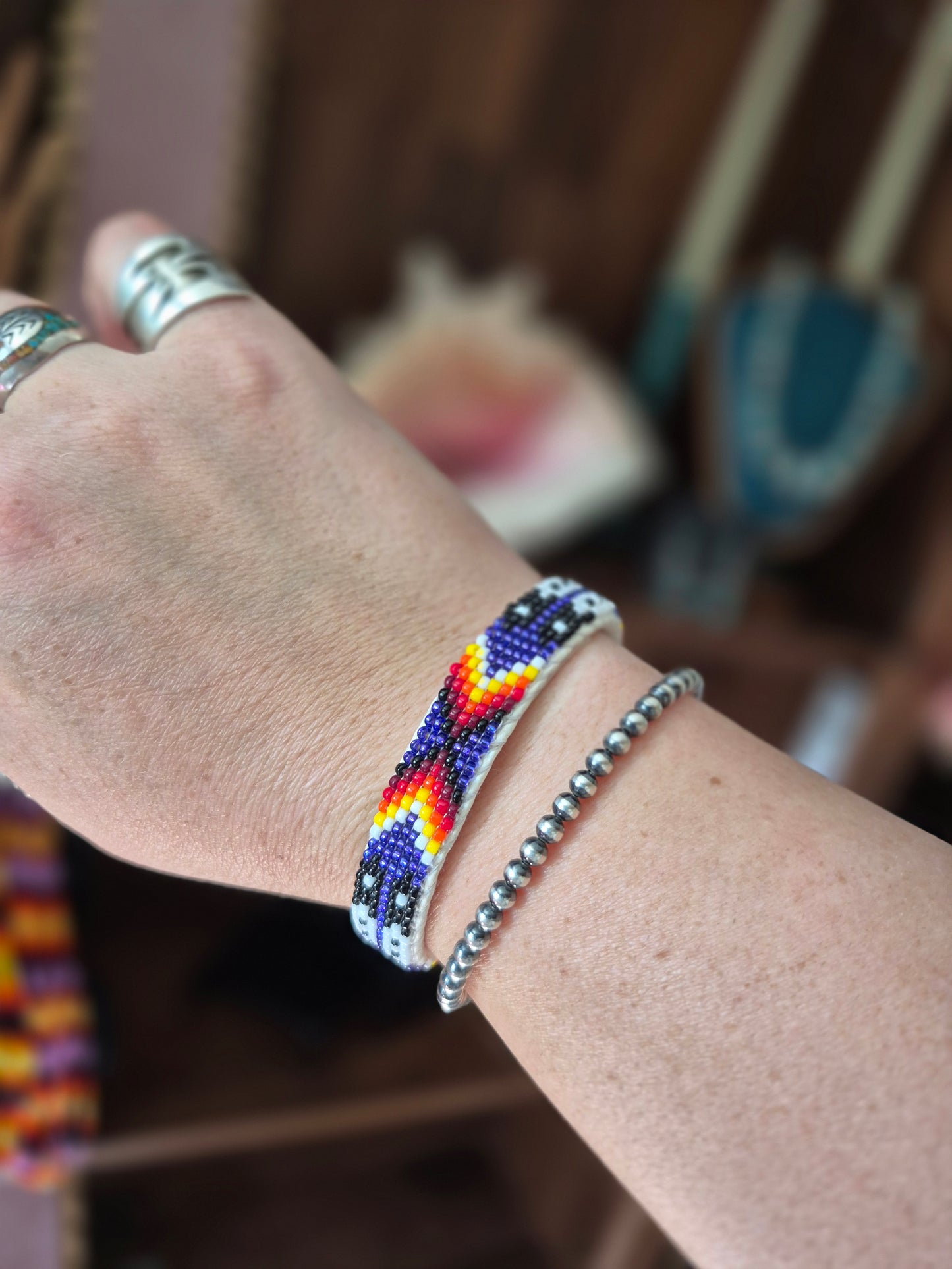 Beaded Leather Cuff